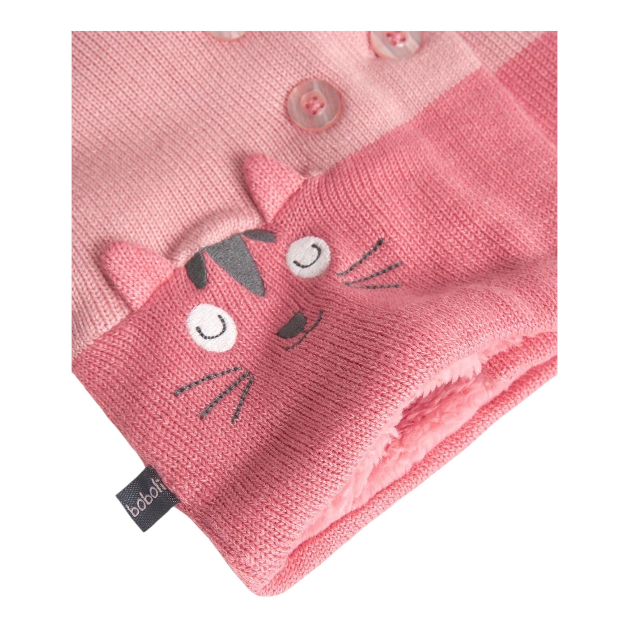 BOBOLI cardigan tinta unita con cappuccio e stampa Rosa per Neonata 109112 ROSA BOBOLI