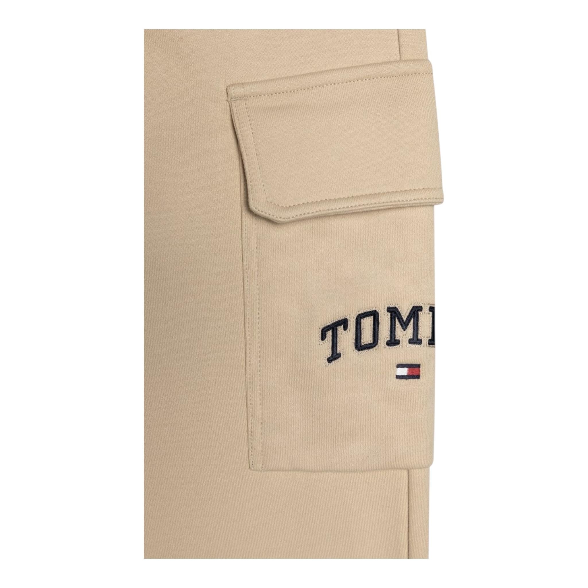 TOMMY HILFIGER pantalone tuta tinta unita cn logo Beige per Bambino KB0KB09120 BEIGE TOMMY HILFIGER