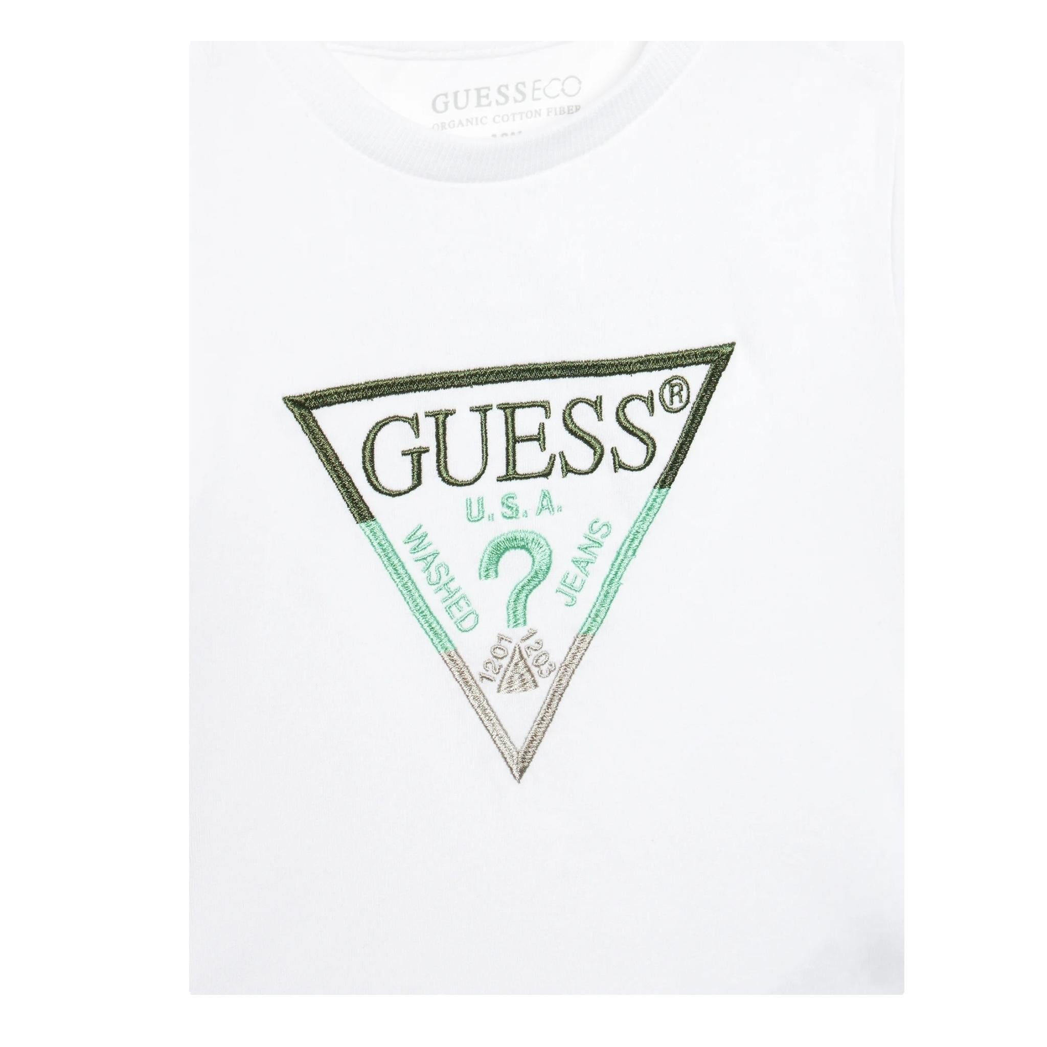 GUESS shirt girocollo tinta unita ocn logo Bianco per Neonato N4YI36K8HM4NX BIANCO GUESS