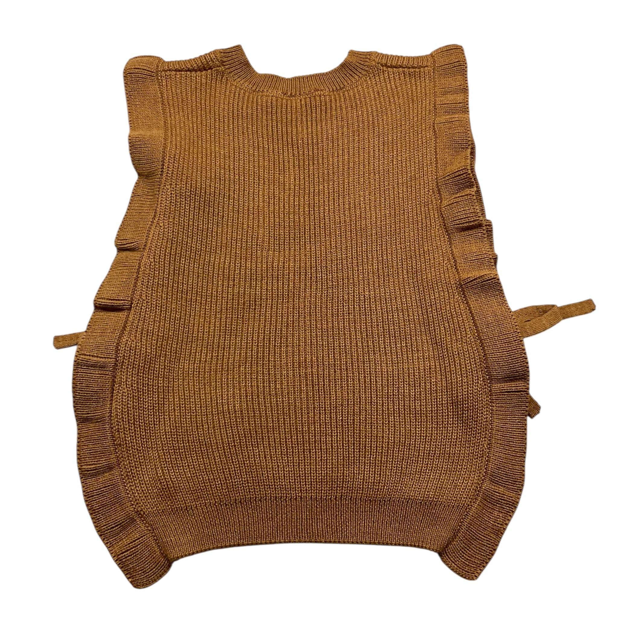 BARCELLINO gilet in filo tinta unita scollo a v Cammello per Bambina 115425J CAMMELLO BARCELLINO
