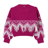 TWINSET maglia girocollo tinta unita con frange Viola per Bambina 242GJ3131 VIOLA TWINSET