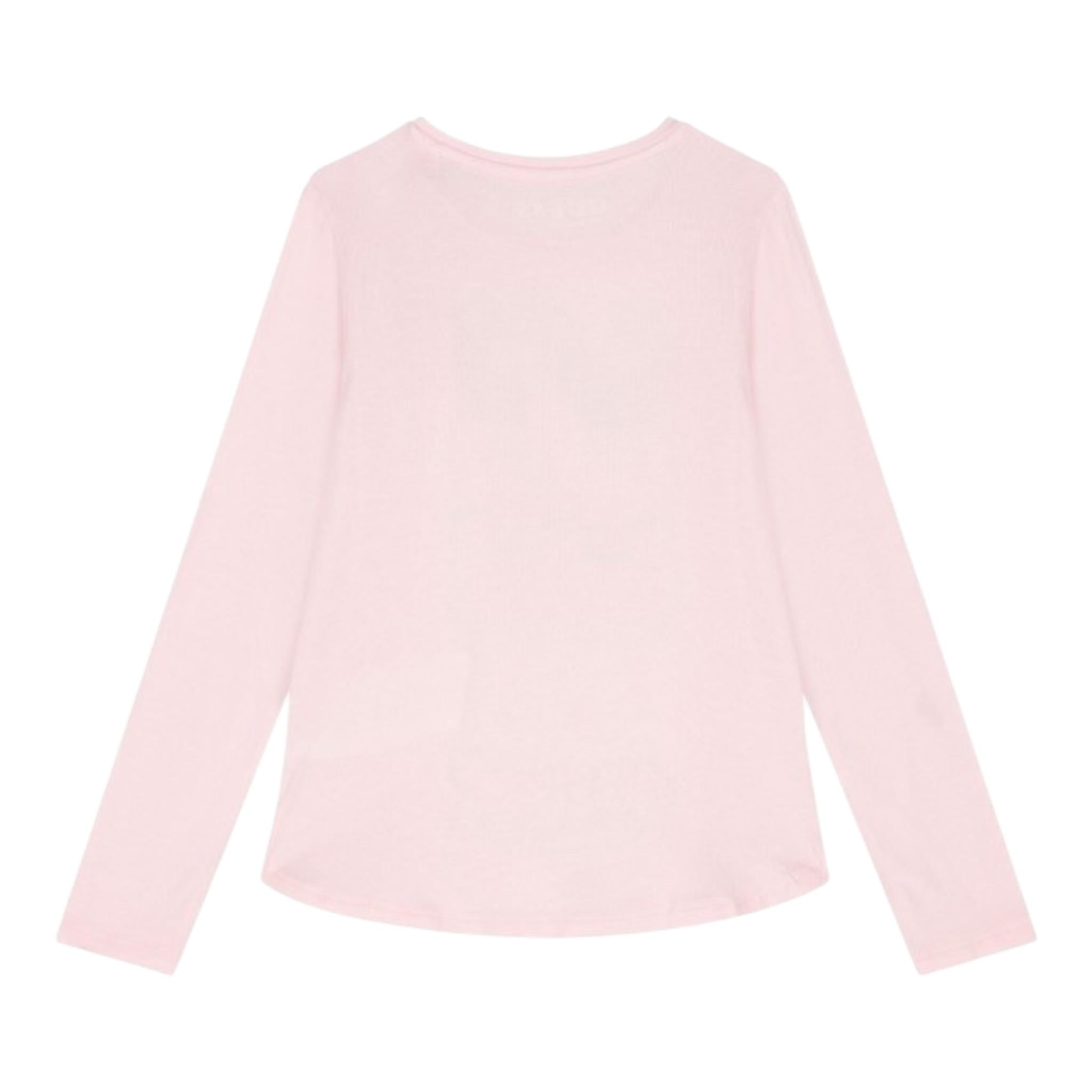 GUESS shirt girocollo tinta unita con stampa Rosa per Neonata K4YI06KAPO0XX ROSA GUESS