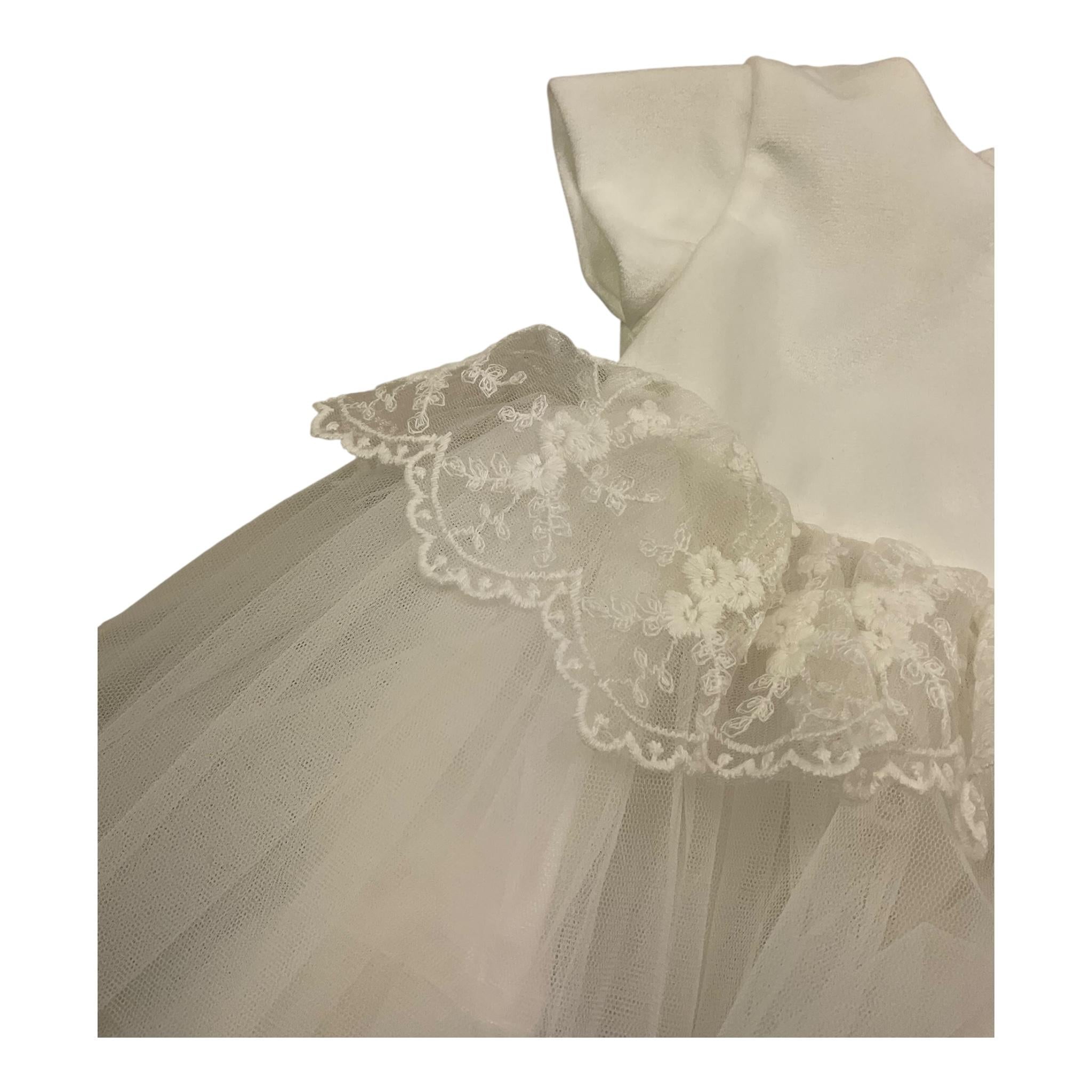 MARLU' abito mezza manica tinta unita con tulle Bianco per Neonata IH805MCC BIANCO MARLU'