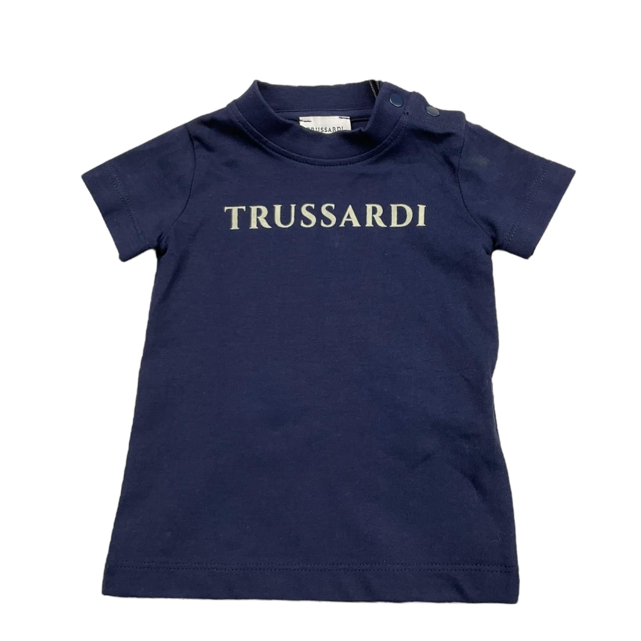 TRUSSARDI t-shirt girocollo tinta unita con stampa Blu per Neonato TIA25014TS BLU TRUSSARDI