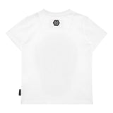 PHILIPPE PLEIN t-shirt girocollo tinta unita con stampa logo Bianco per Bambino BTK1269 BIANCO PHILIPPE PLEIN