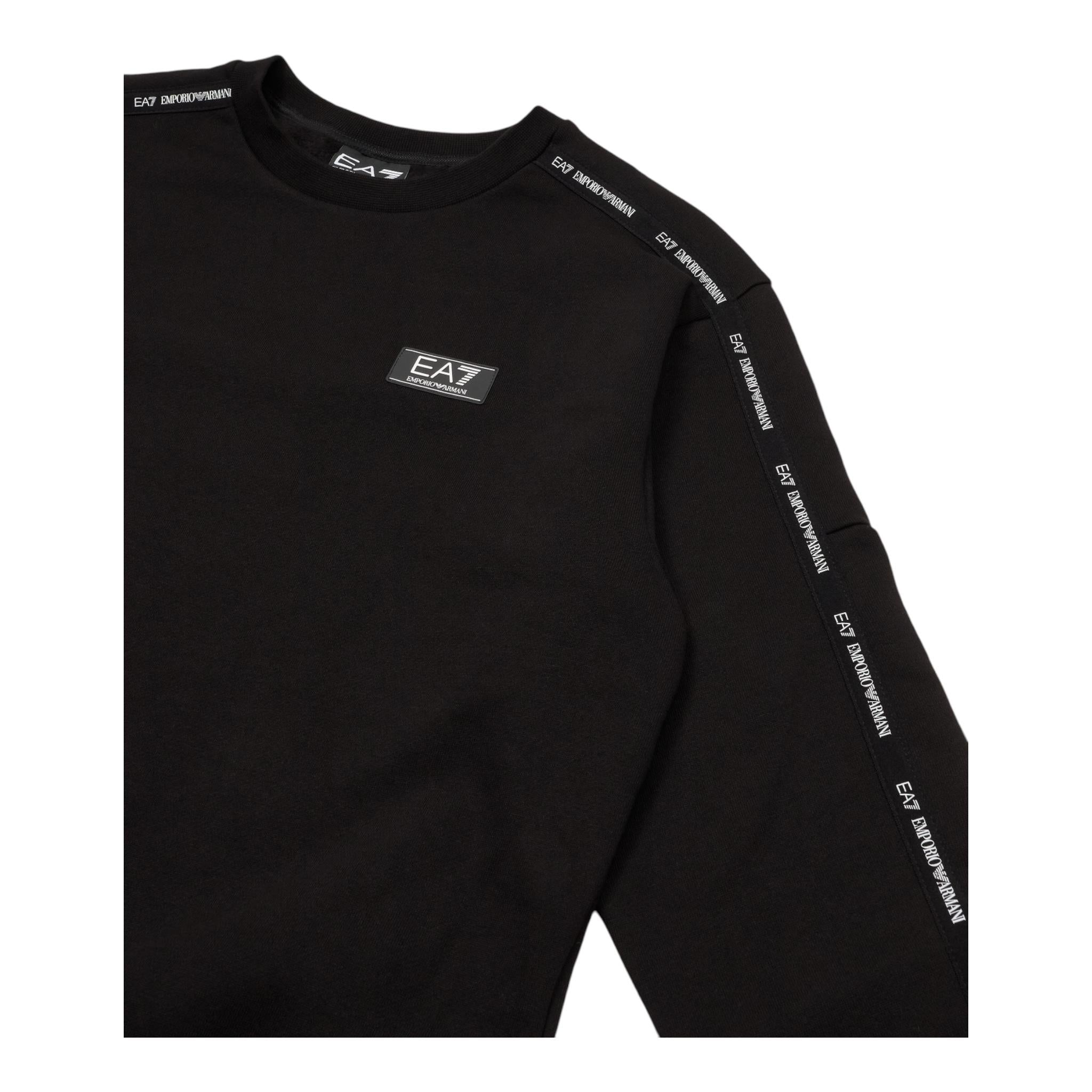 EMPORIO ARMANI felpa tinta unita girocollo con stampa Nero per Bambino 6DBM63 NERO EMPORIO ARMANI