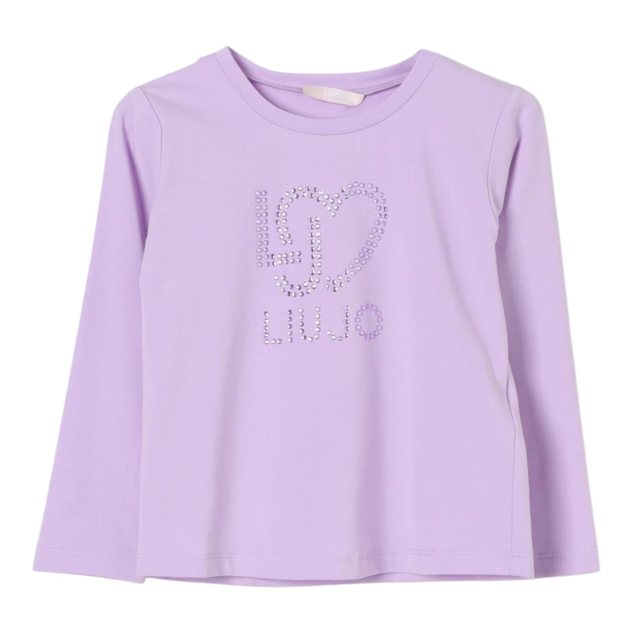 LIU JO shirt girocollo tinta unita con stampa Lilla per Neonata KF4069NX LILLA LIU JO