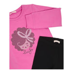 LIU JO completo 2pz felpa-leggins bicolore Nero/fuxia per Neonata KF4024 NERO/FUXIA LIU JO