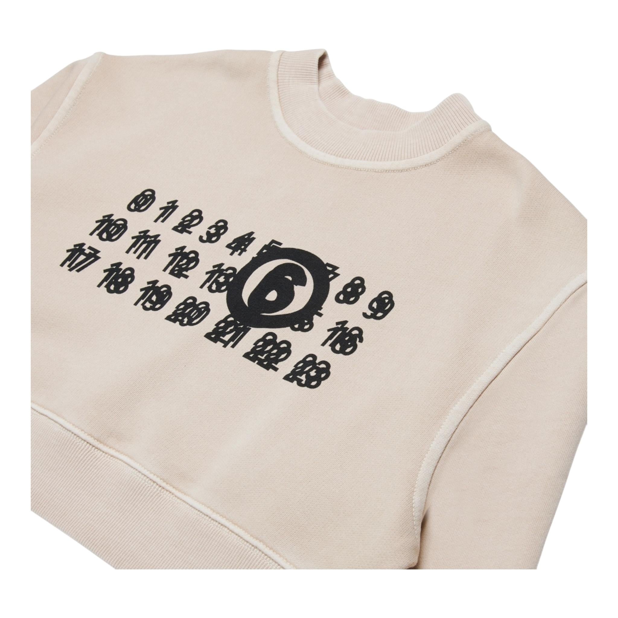 MAISON MARGIELA felpa girocollo mdello crop tinta unita con stampa Beige per Bambina M60683X BEIGE MAISON MARGIELA