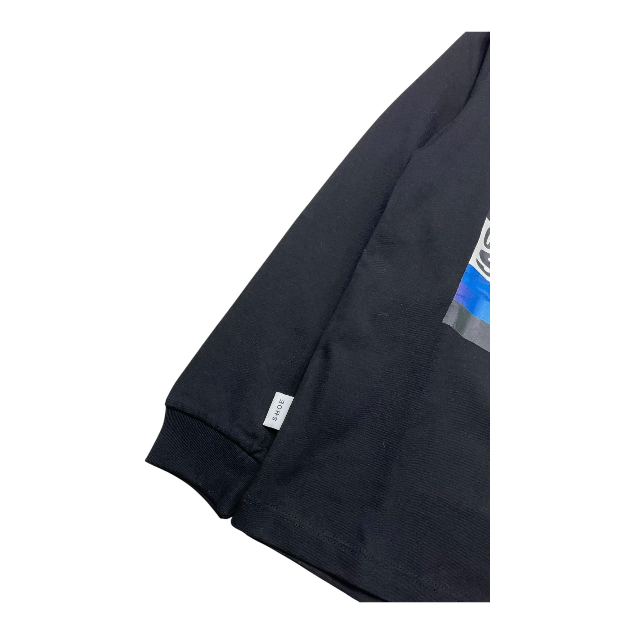 SHOE shirt girocollo tinta unita con stampa in contrasto Nero per Bambino TONY2430 NERO SHOE