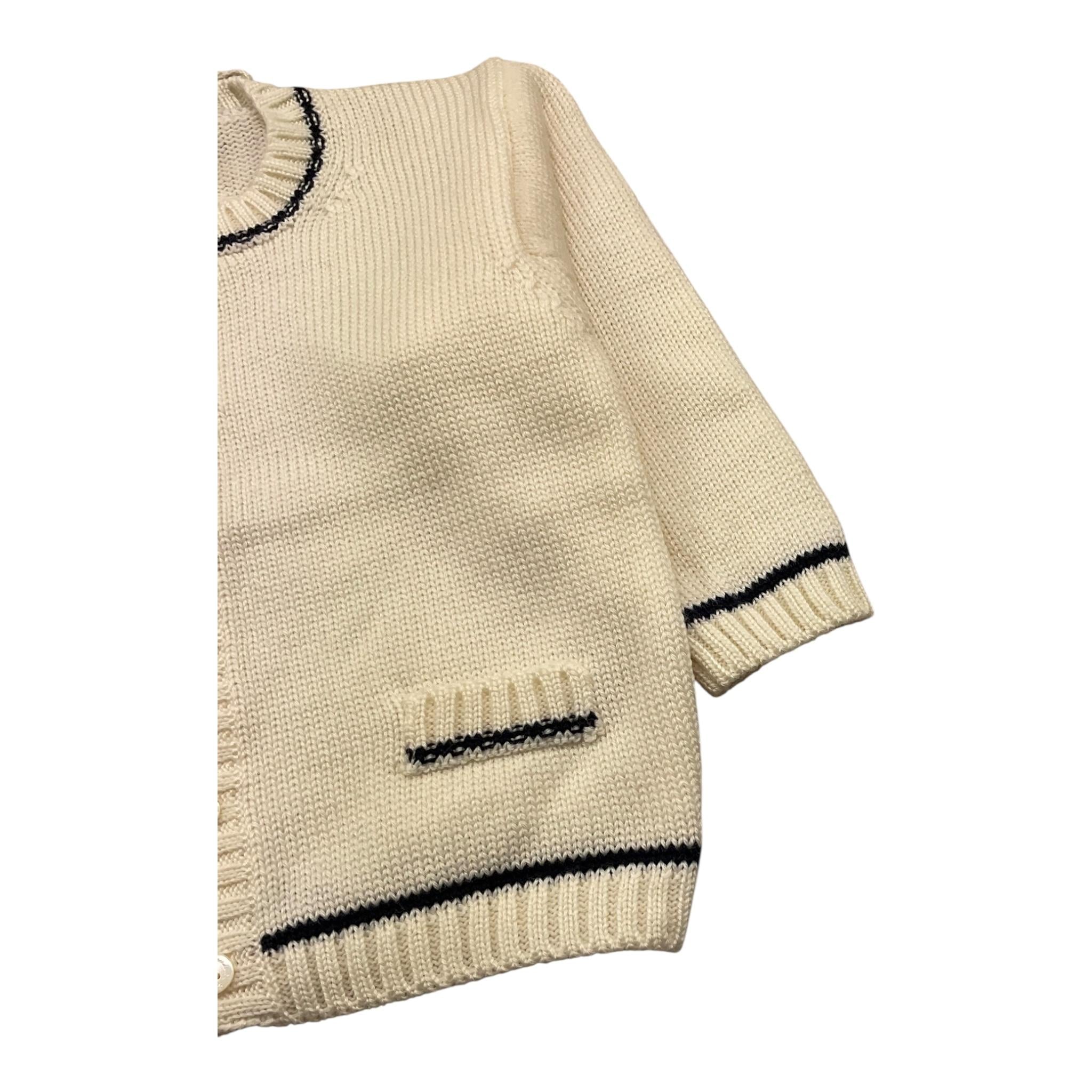 LA STUPENDERIA cardigan tinta unita con profili in contrasto Panna per Neonato WCCR65X PANNA LA STUPENDERIA