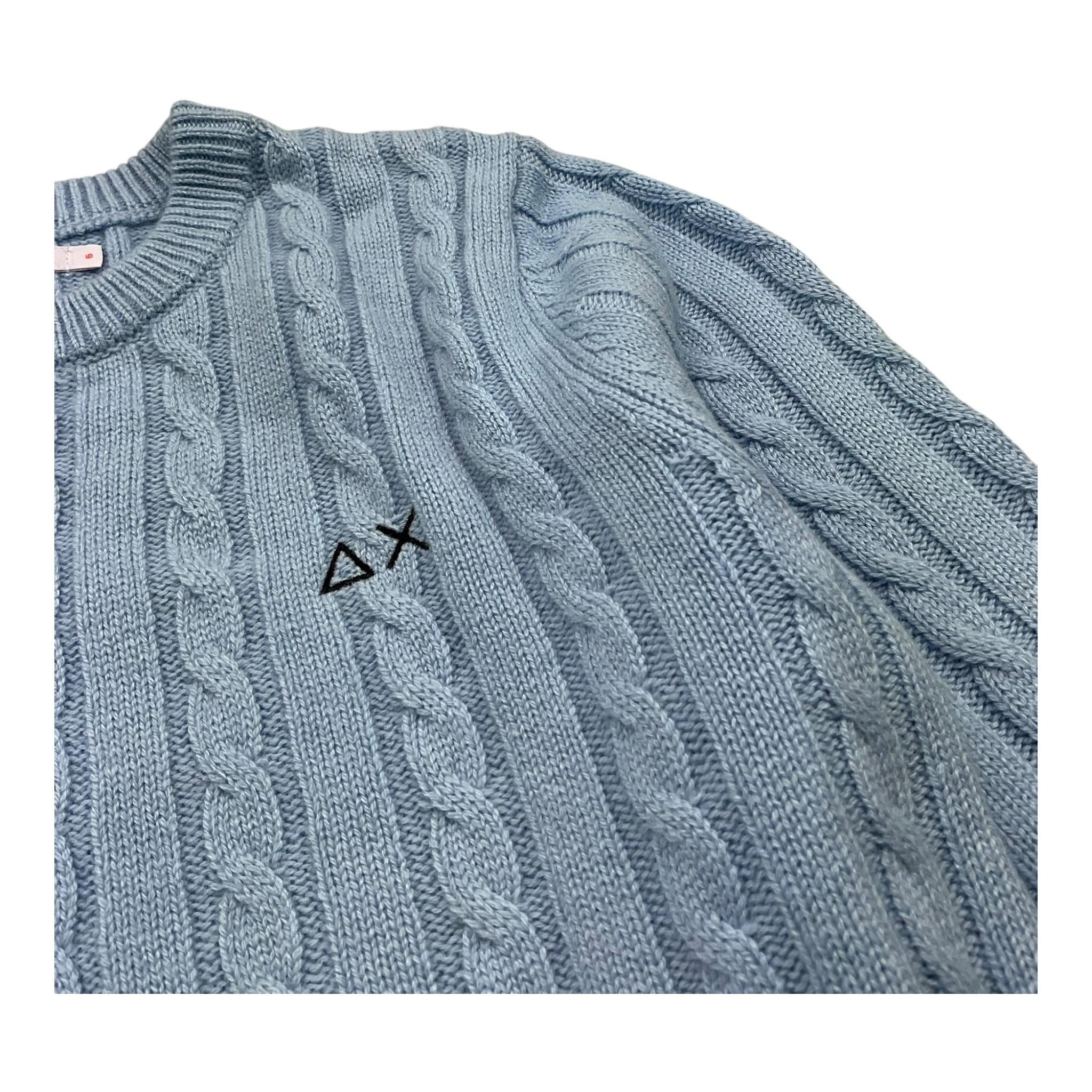 SUN68 maglia girocollo tinta unita con ricamo logo Azzurro per Bambino K44355XX AZZURRO SUN68