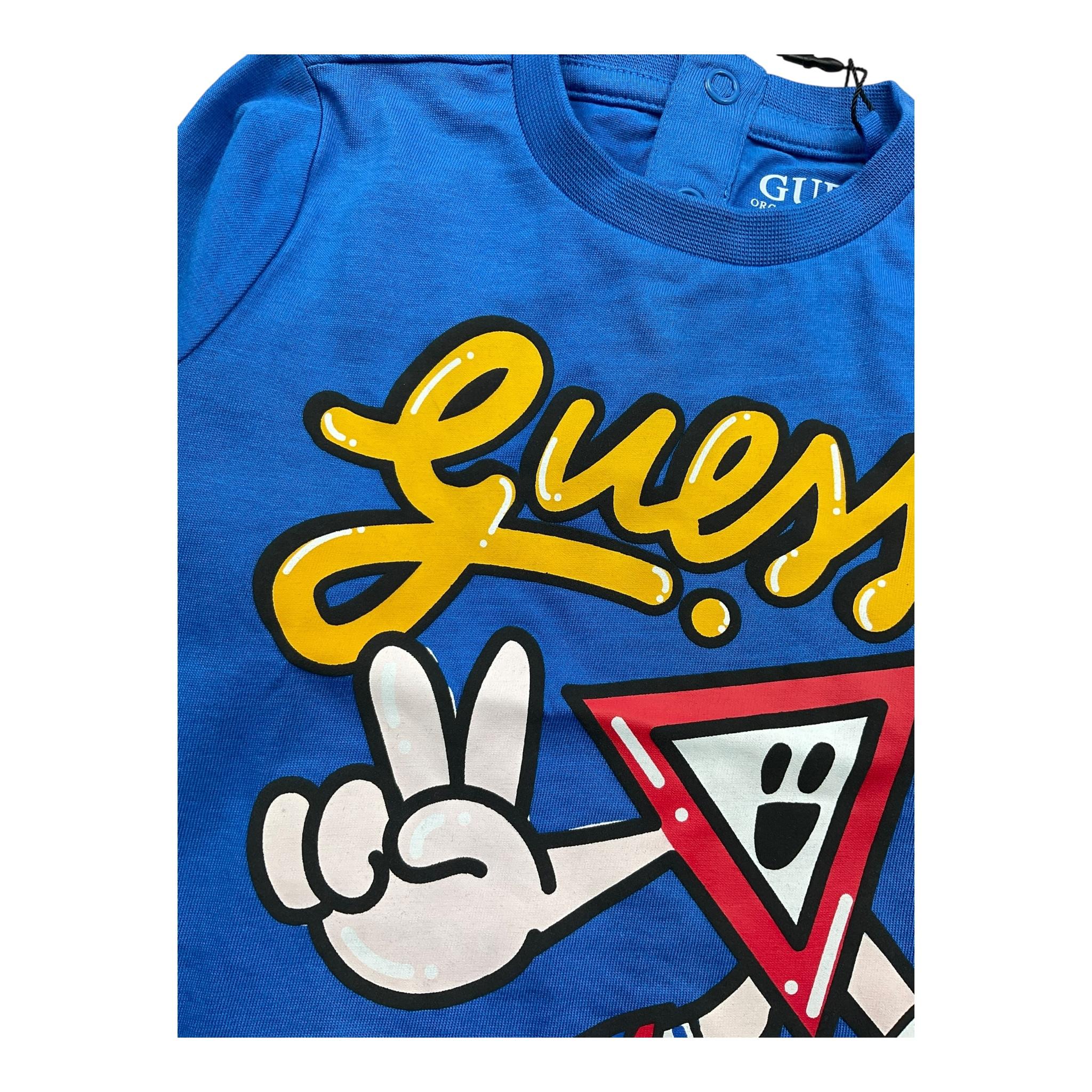 GUESS shirt girocollo tinta unita cn stampa logo Cobalto per Neonato N4YI03K8HM4N COBALTO GUESS