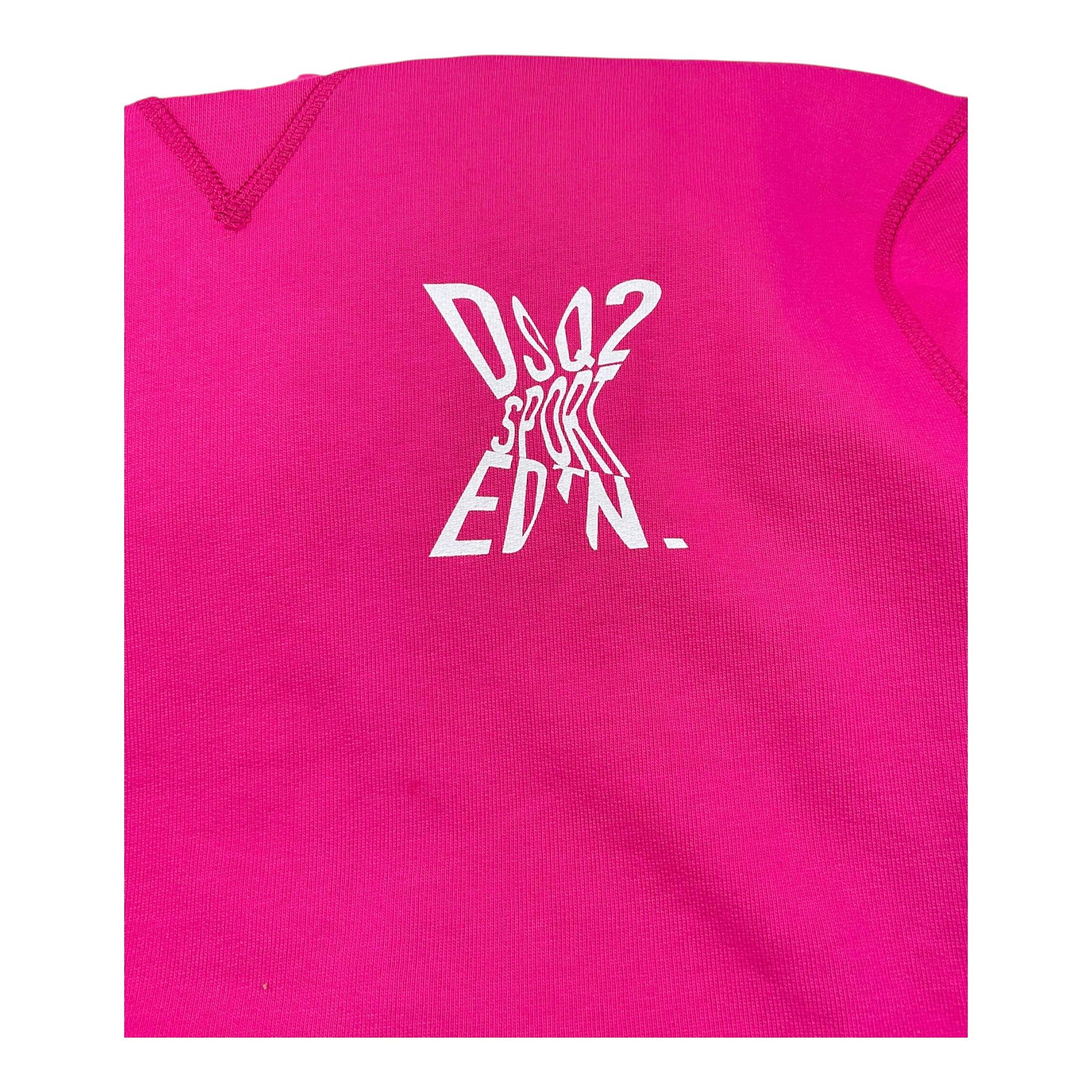 DSQUARED2 felpa tinta unita con cappuccio e stampa Fuxia per Bambina DQ2526 FUXIA DSQUARED2