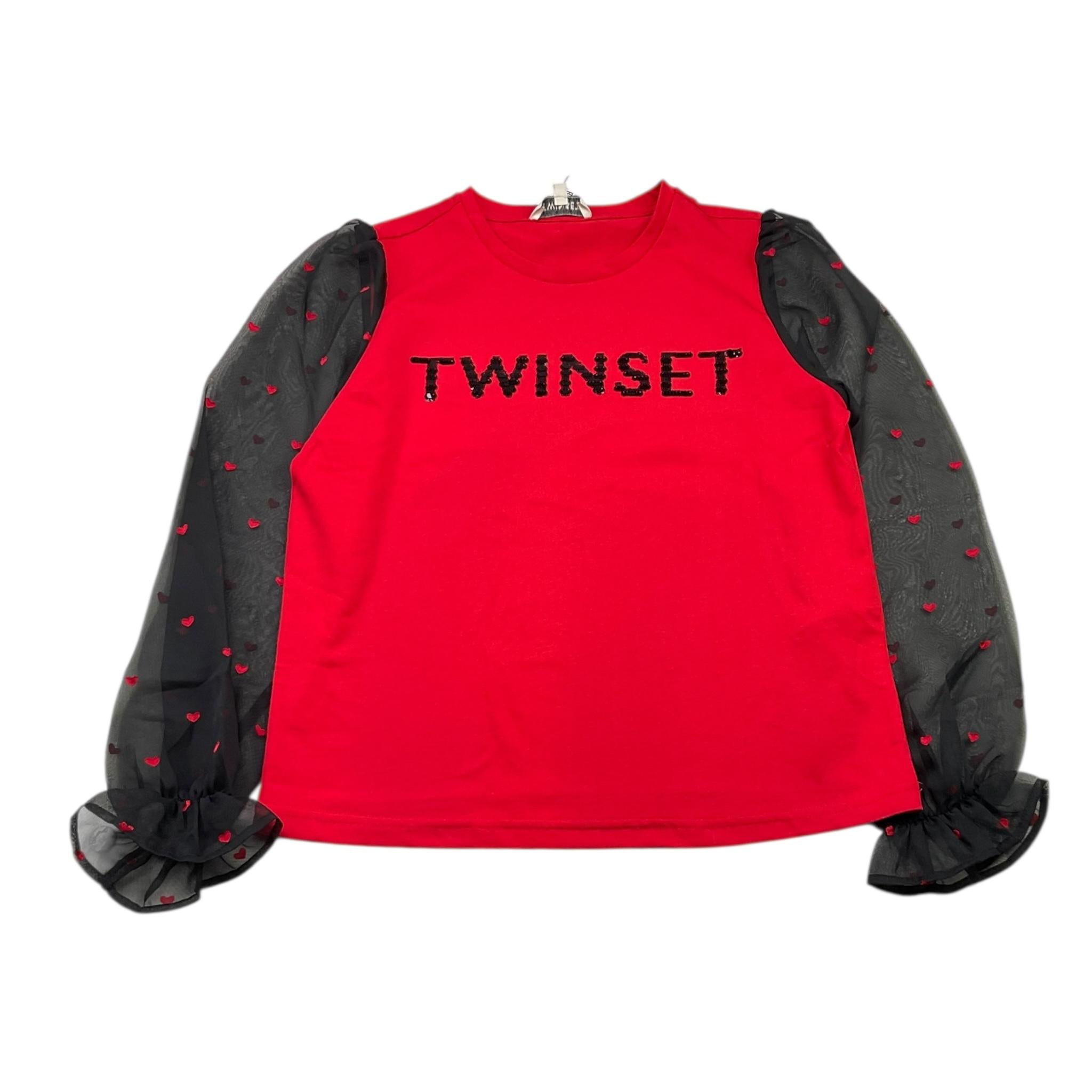 TWINSET shirt girocollo tinta unita con maniche velate Rosso per Bambina 232GJ216A ROSSO TWINSET