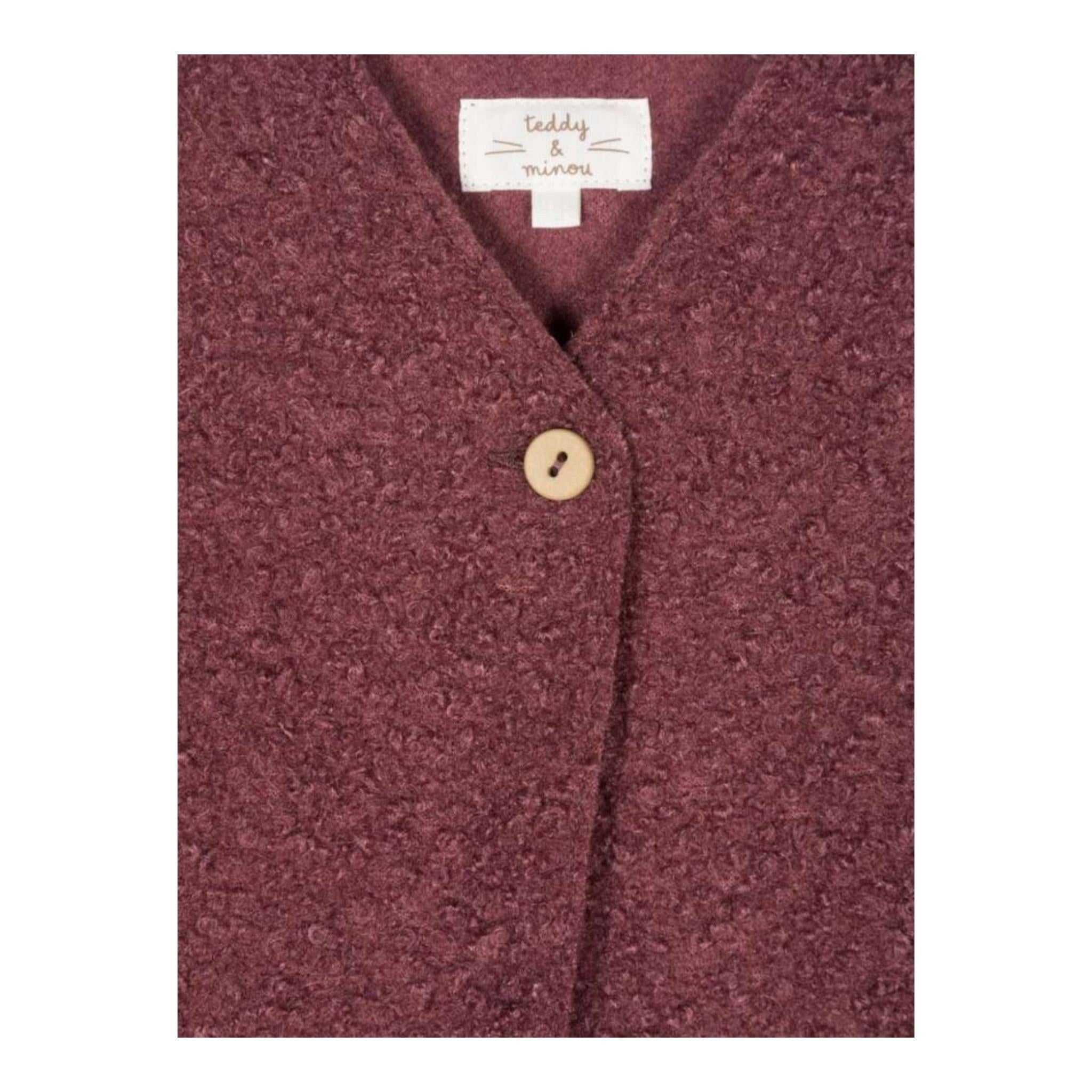 TEDDY E MINOU gilet tinta unita teddy Bordeaux per Neonata I24GD012PE027 BORDEAUX TEDDY E MINOU