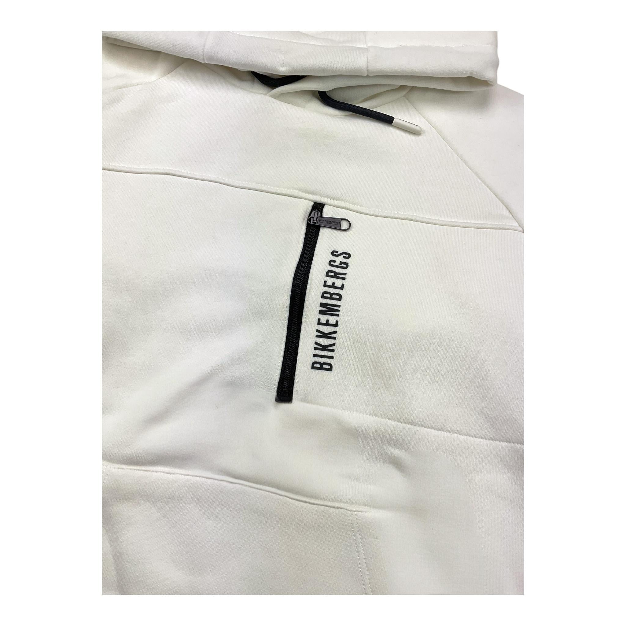 BiKKEMBERGS felpa chiusa con cappuccio tinta unita con stampa Bianco per Bambino BK2681 BIANCO BiKKEMBERGS