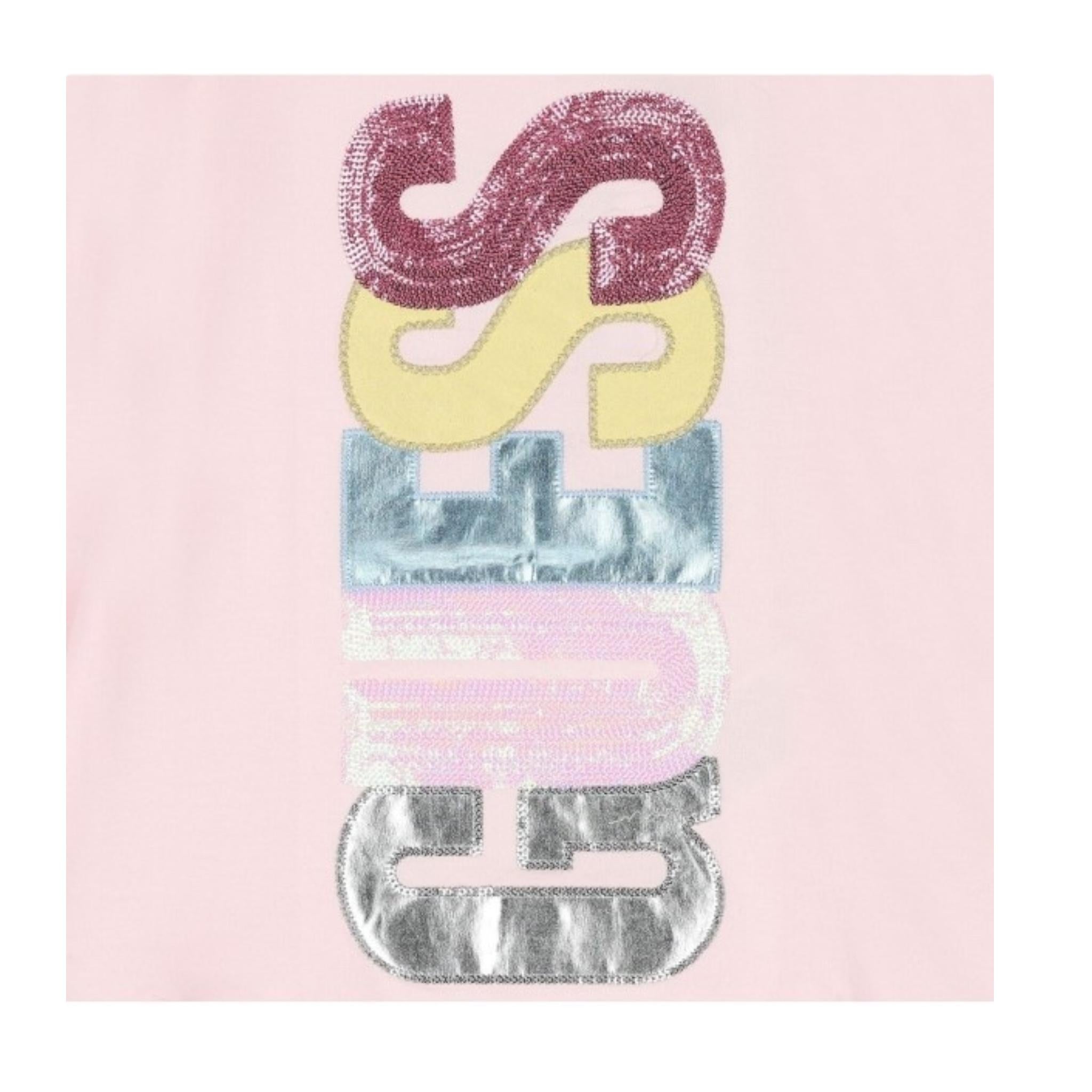 GUESS shirt girocollo tinta unita con stampa Rosa per Neonata K4YI06KAPO0XX ROSA GUESS