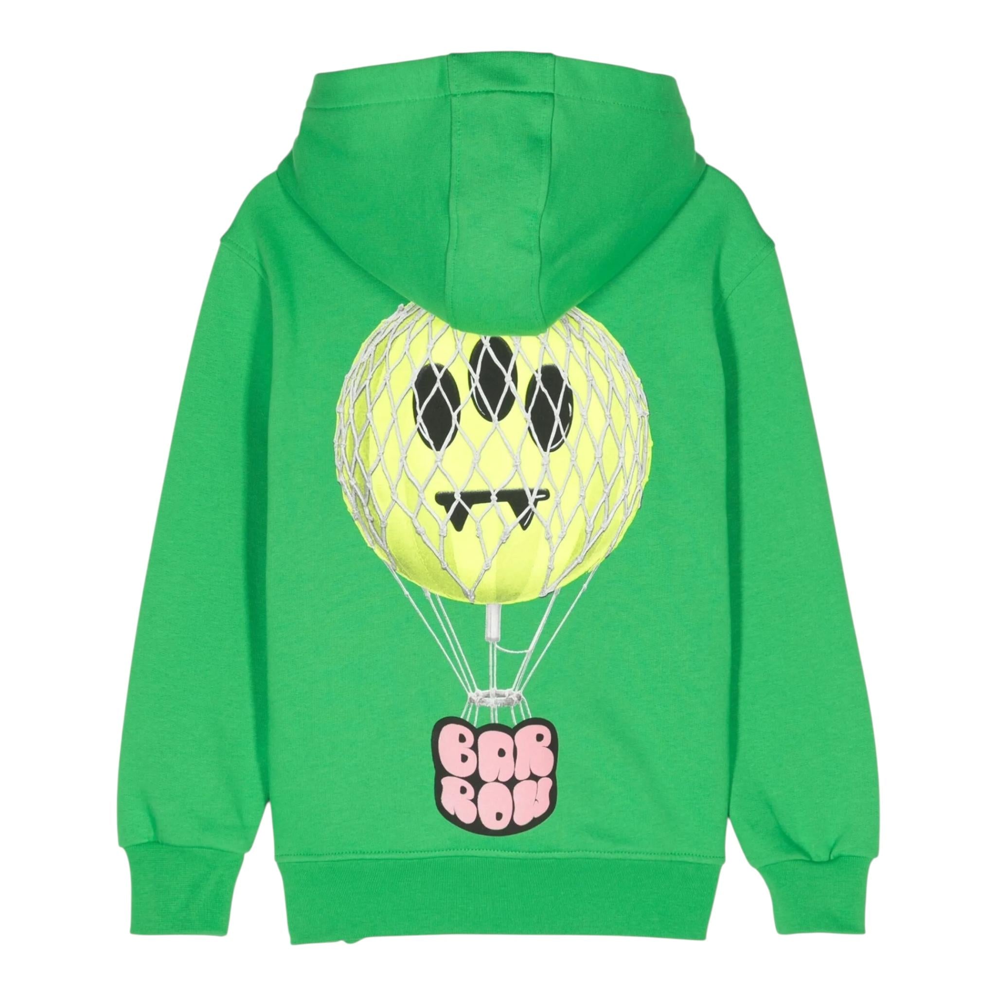 BARROW KIDS felpa chiusa con cappuccio tinta unita con stampe in contrasto Verde per Bambina F3BKUHS071 VERDE BARROW KIDS