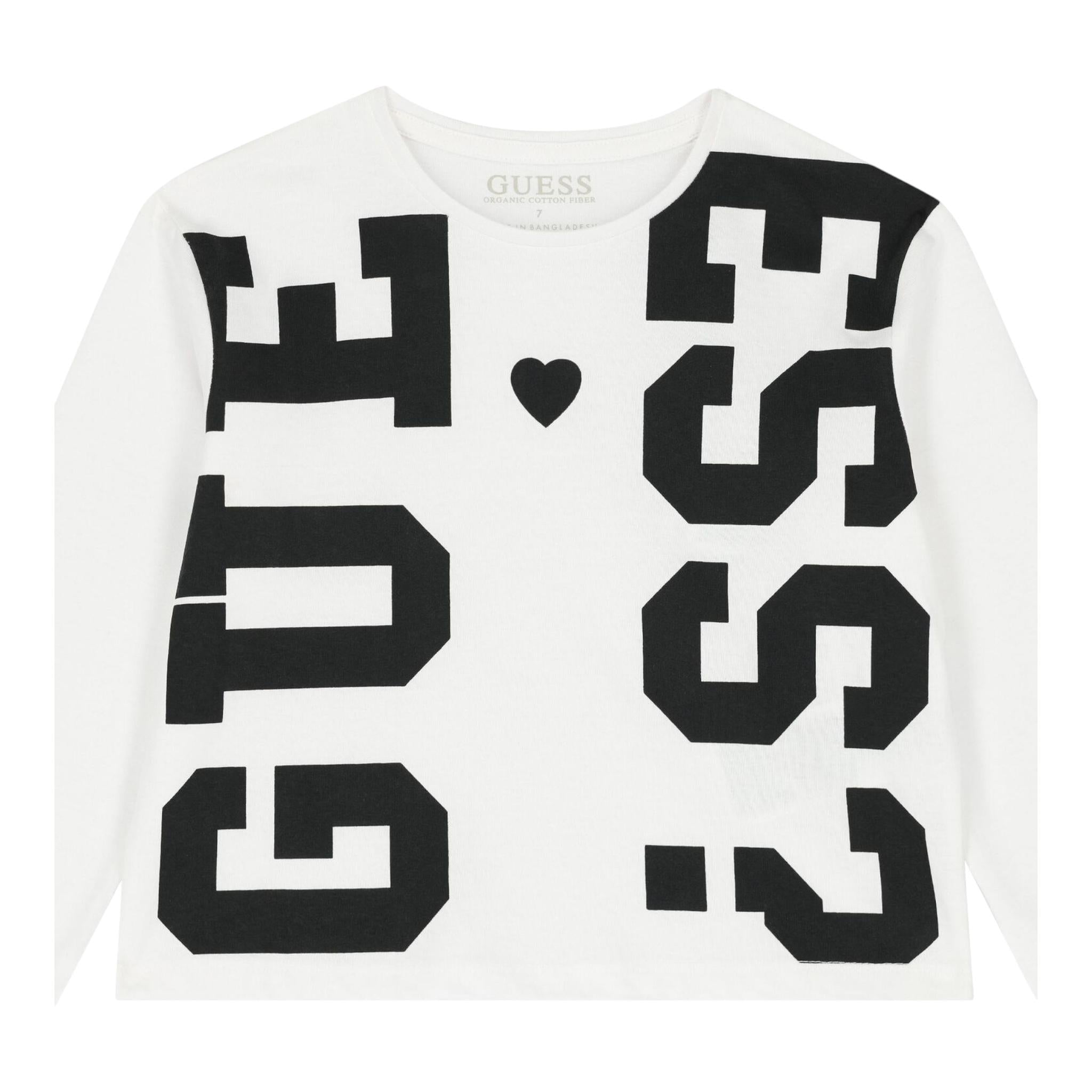 GUESS shirt girocollo tinta unita con stampe Bianco per Bambina J4YI03K8HM4 BIANCO GUESS