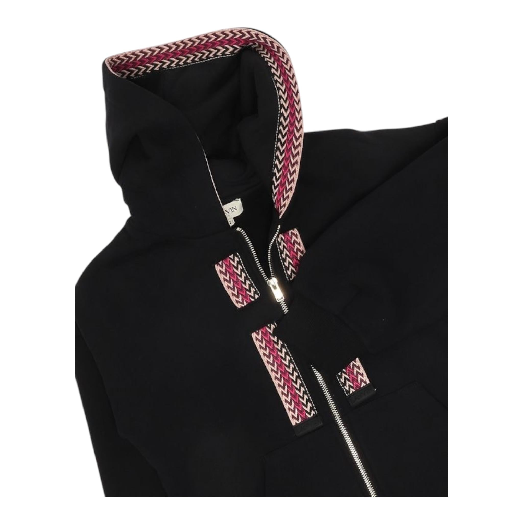 LANVIN felpa tinta unita con zip e cappuccio Nero per Bambina N30107 NERO LANVIN