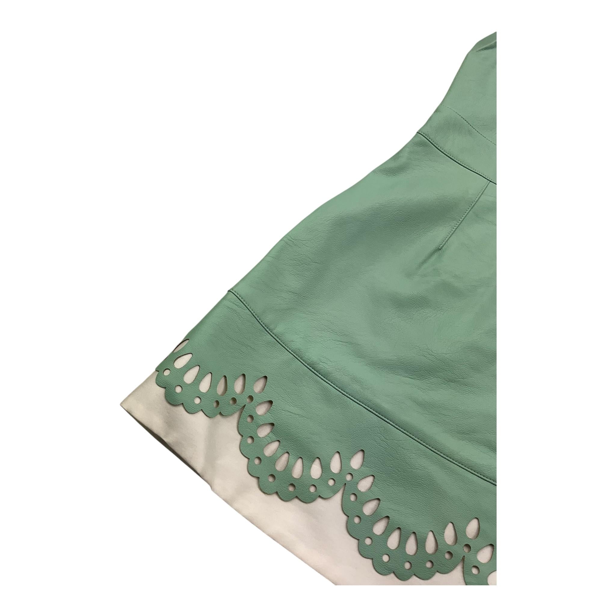 MIMISOL abito giromanica tinta unita in ecopelle Verde acqua per Bambina MFAB672 VERDE ACQUA MIMISOL