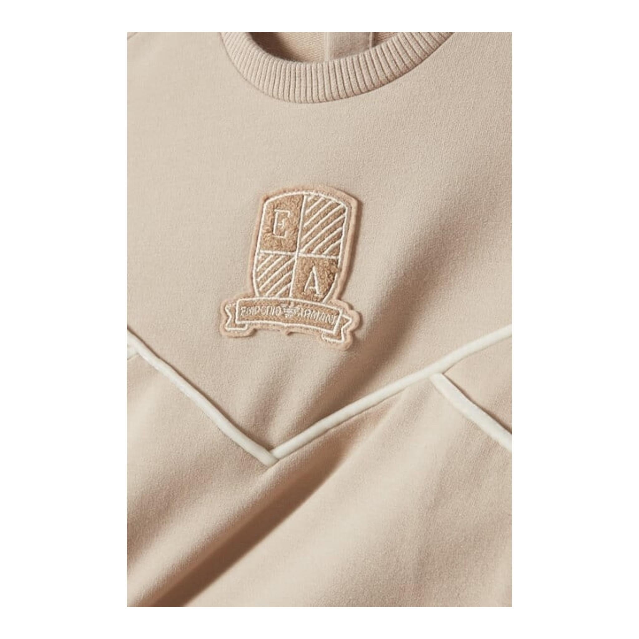 EMPORIO ARMANI felpa girocollo tinta unita con stampa Beige per Neonato 6DHMJ7 BEIGE EMPORIO ARMANI