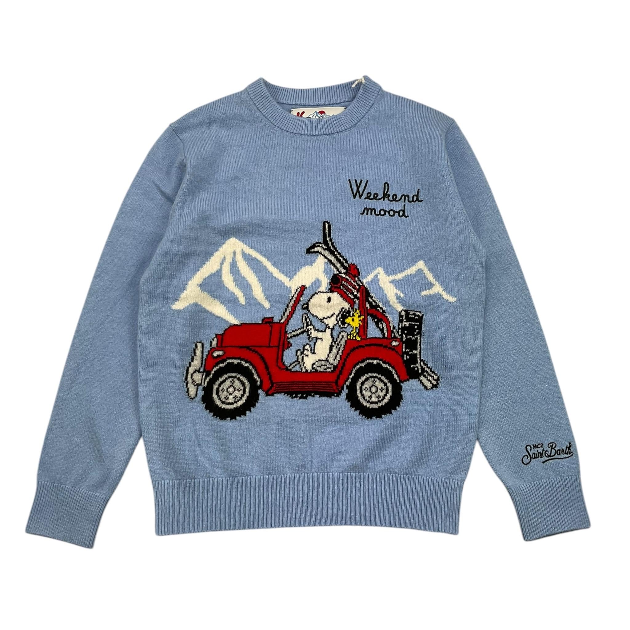 SAINT BARTH maglia girocollo tinta unita con stampa Azzurro per Bambino DOU0004 AZZURRO SAINT BARTH