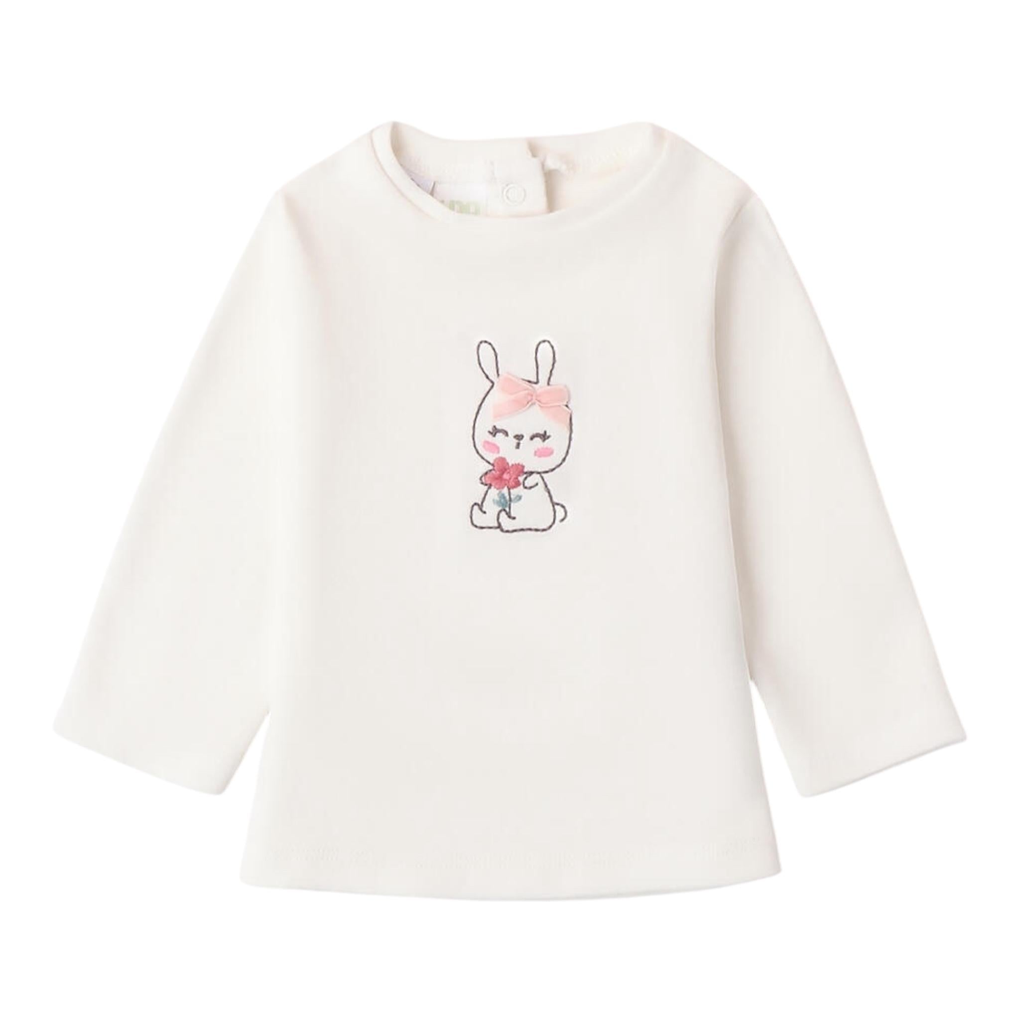 I DO shirt girocollo tinta unita con ricamo Panna per Neonata 4A277 PANNA I DO