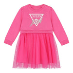 GUESS abito tinta unita girocollo con tulle Fuxia per Bambina K4YK09KB8R0X FUXIA GUESS