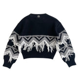 TWINSET maglia girocollo tinta unita con frange Nero per Bambina 242GJ3131 NERO TWINSET