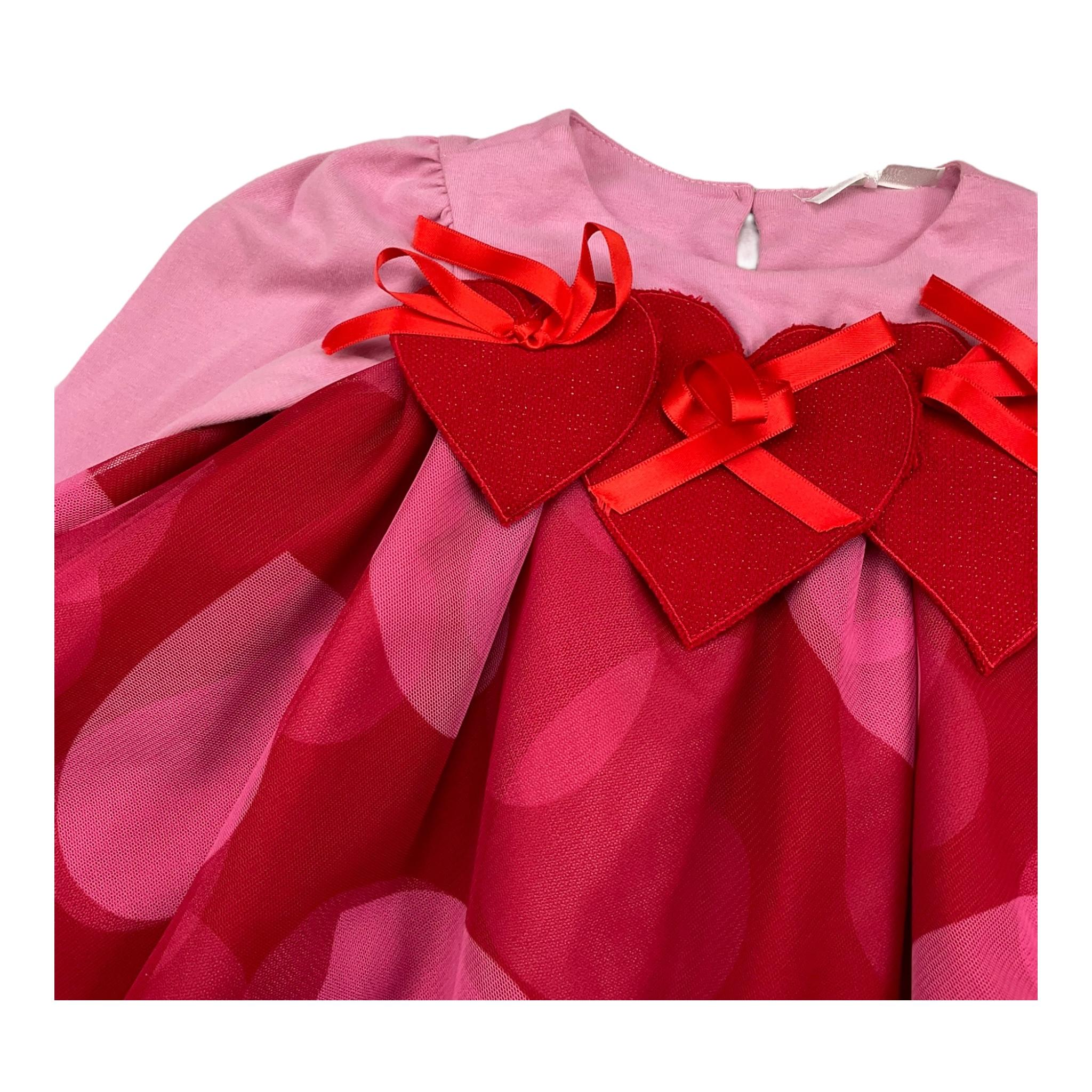 MISS GRANT abito manica lunga bicolore stampa fantasia cuori Rosa/rosso per Neonata MG1119N ROSA/ROSSO MISS GRANT