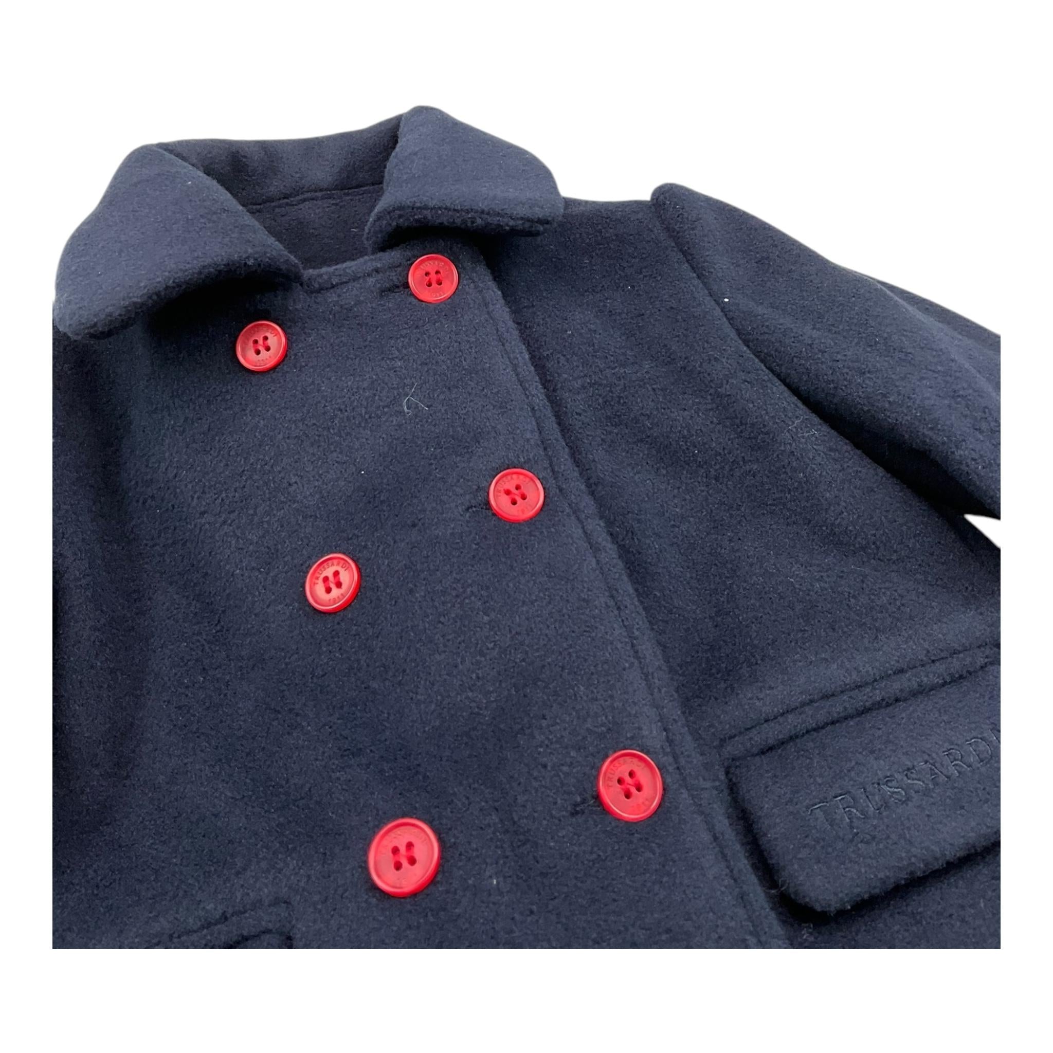 TRUSSARDI cappotto tinta unita con bottoni in contrasto Blu per Neonata TIA25203GC BLU TRUSSARDI