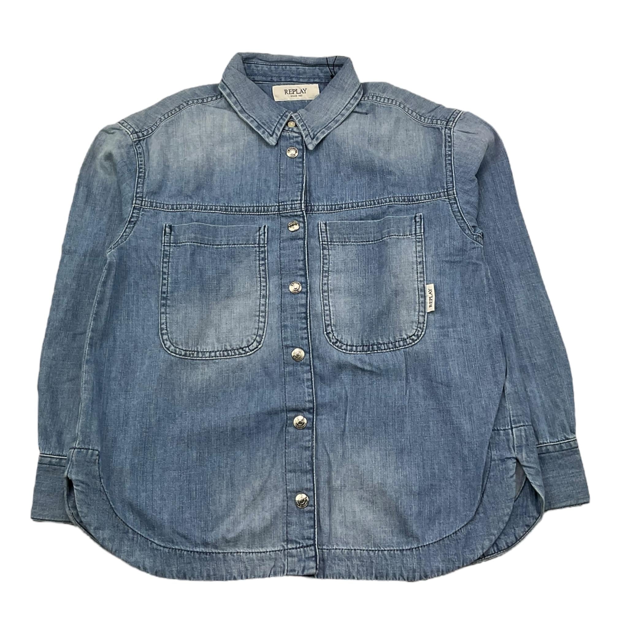 REPLAY camicia in denim tinta unita manica lunga Azzurro per Bambina SG1078 AZZURRO REPLAY
