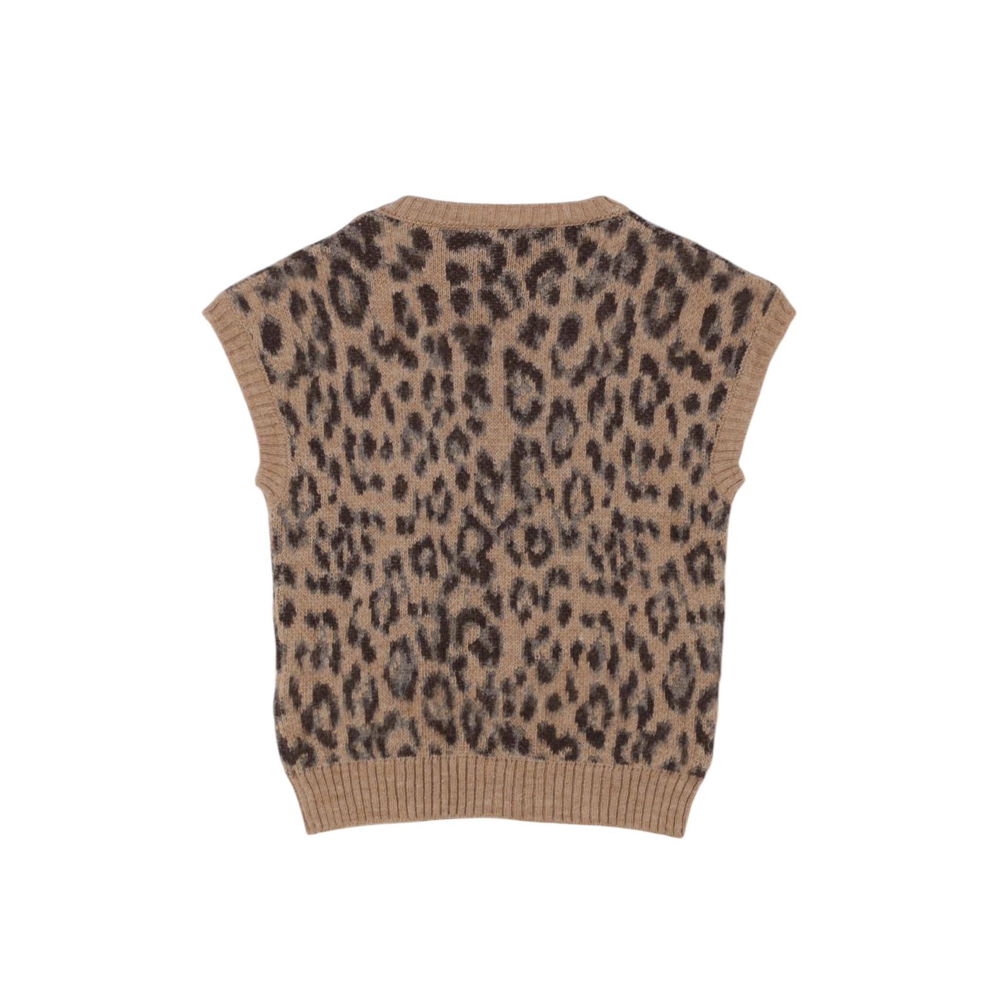 N°21 maglia tinta unita giromanica con fantasia maculato Beige per Bambina N21997 BEIGE N°21