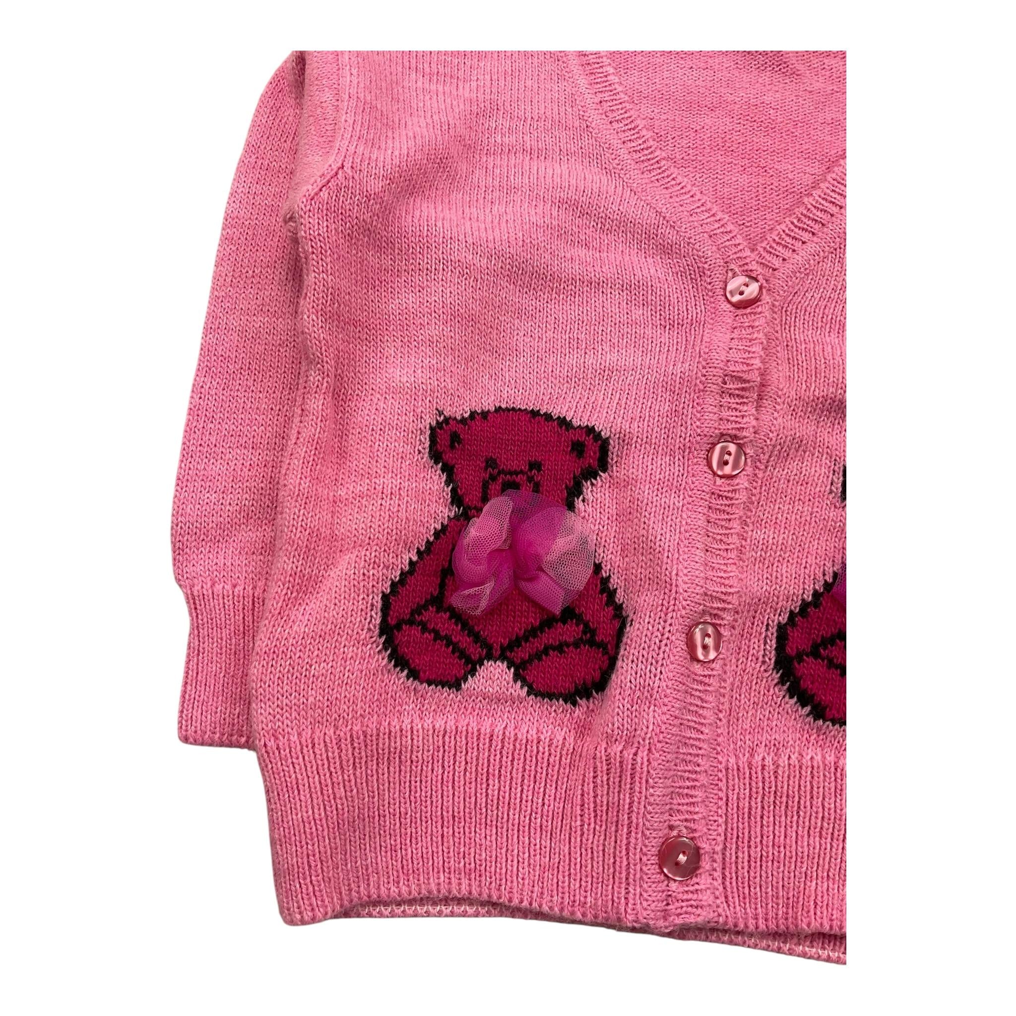 M+E' cardigan tinta unita con ricami Rosa per Neonata UE1014 ROSA M+E'
