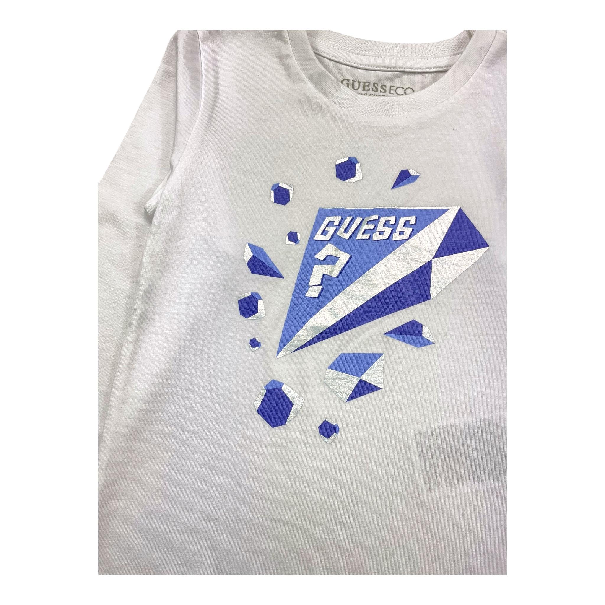 GUESS shirt girocollo tinta unita con stampa in contrasto Bianco per Bambina N4BI12I3Z14 BIANCO GUESS
