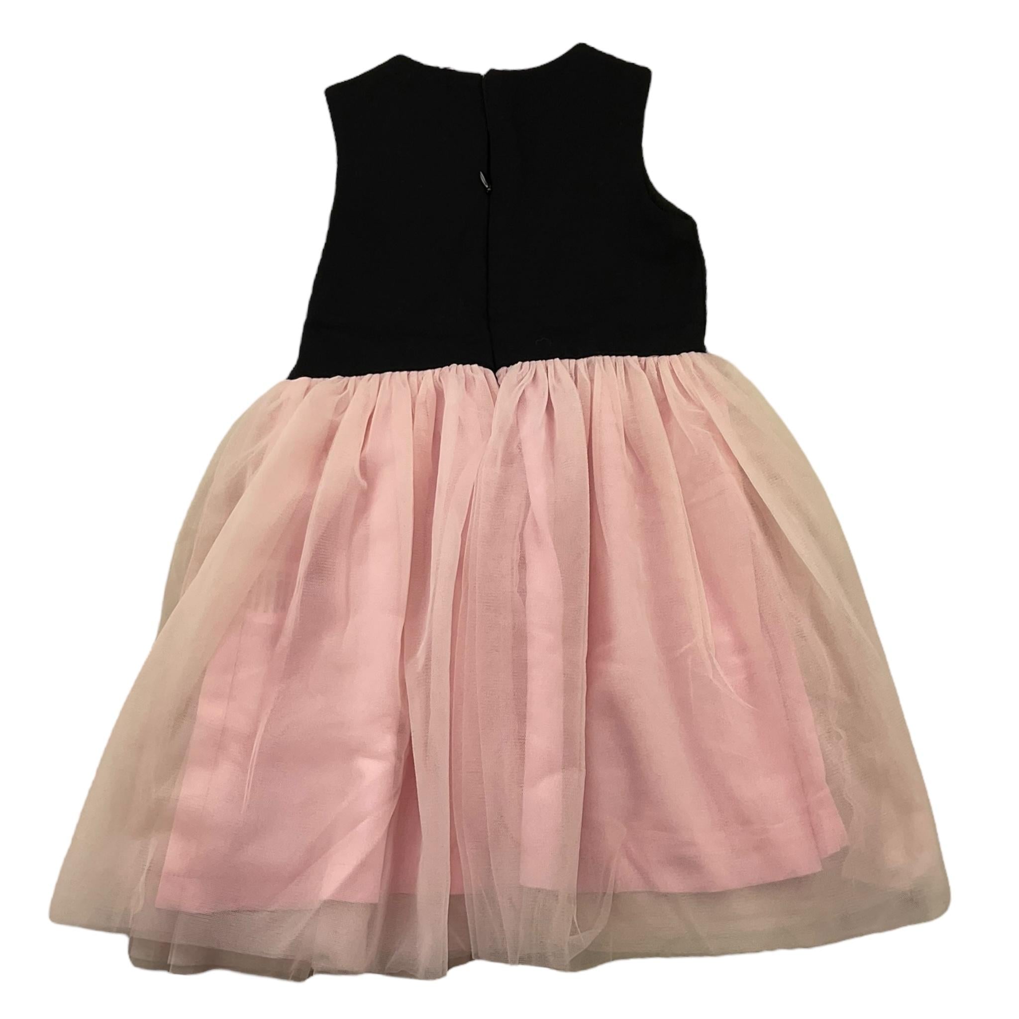 TRUSSARDI abito giromanica tinta unita con tulle Rosa/nero per Bambina TGA25097VE ROSA/NERO TRUSSARDI