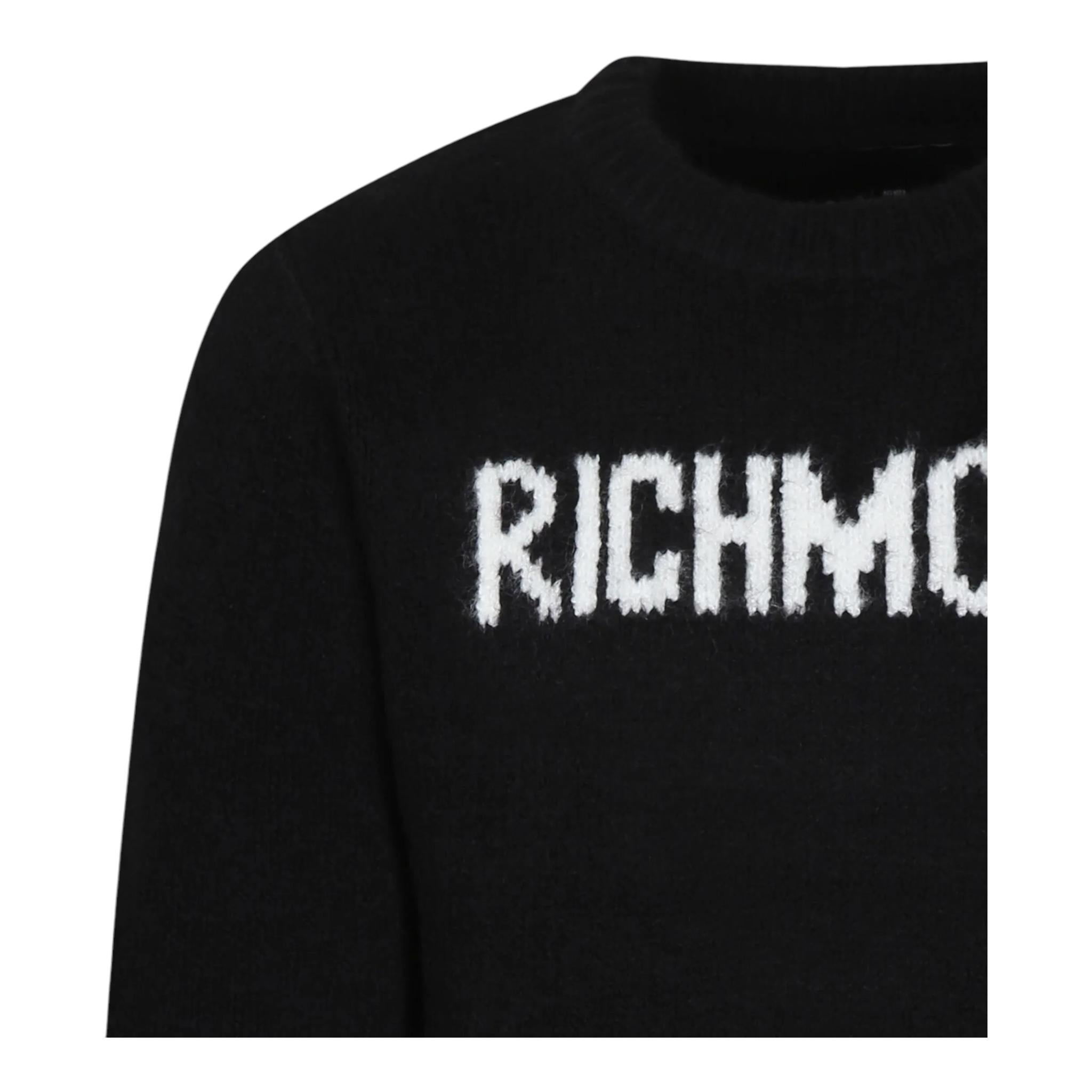 JOHN RICHMOND maglia girocollo tinta unita con stampa logo Nero per Bambina RBA24161MA NERO JOHN RICHMOND