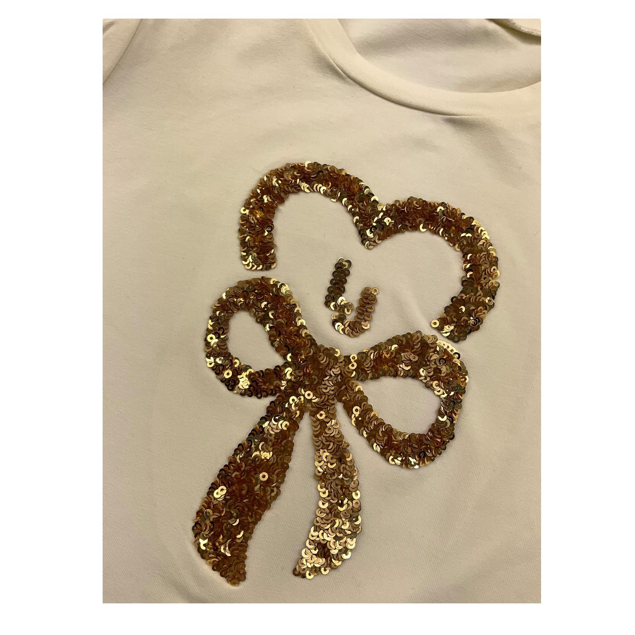 LIU JO shirt girocollo tinta unita con stampa paillettata Panna per Bambina KF4118X PANNA LIU JO