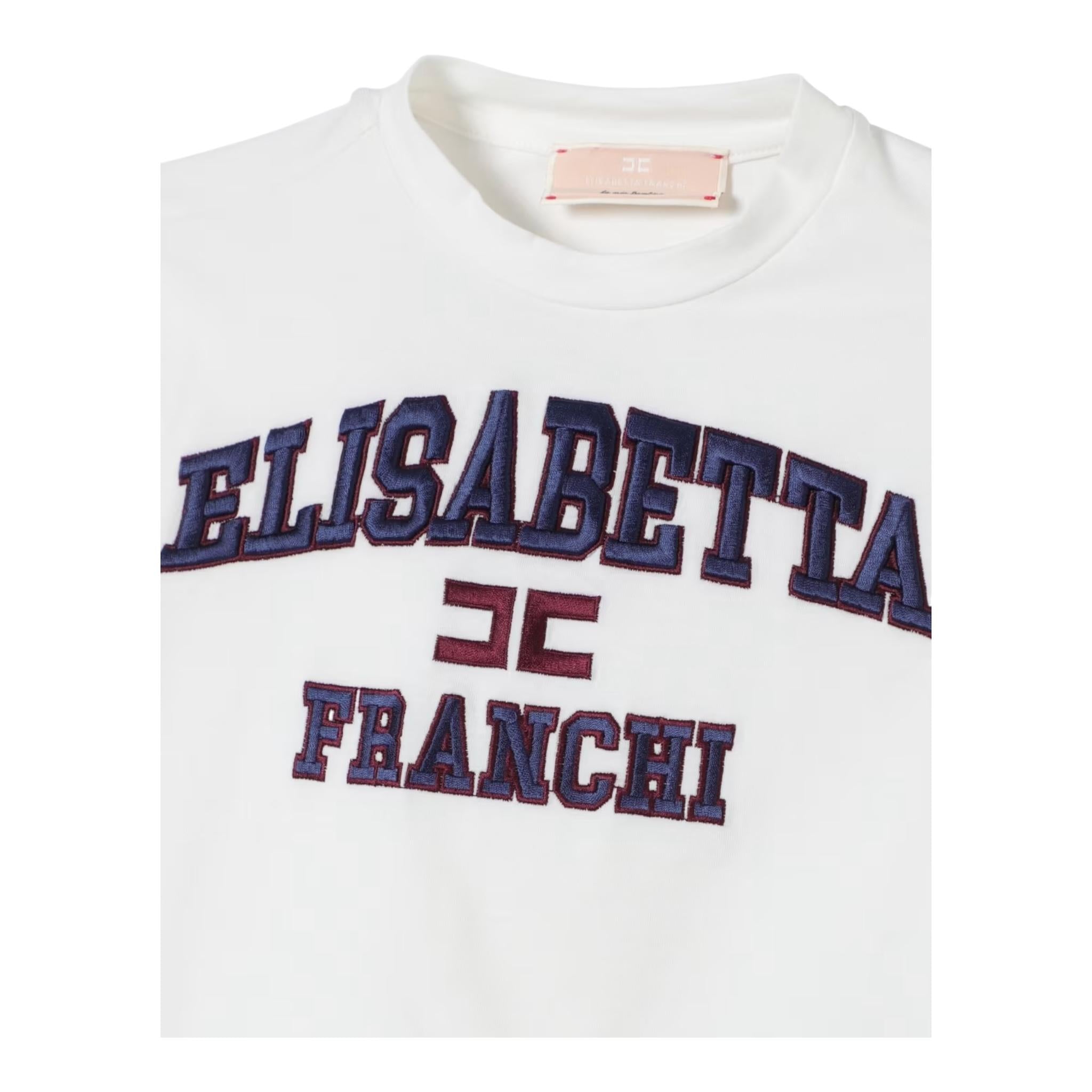 ELISABETTA FRANCHI t-shirt girocollo tinta unita cn stampa in contrasto Bianco per Bambina EGTS087X BIANCO ELISABETTA FRANCHI