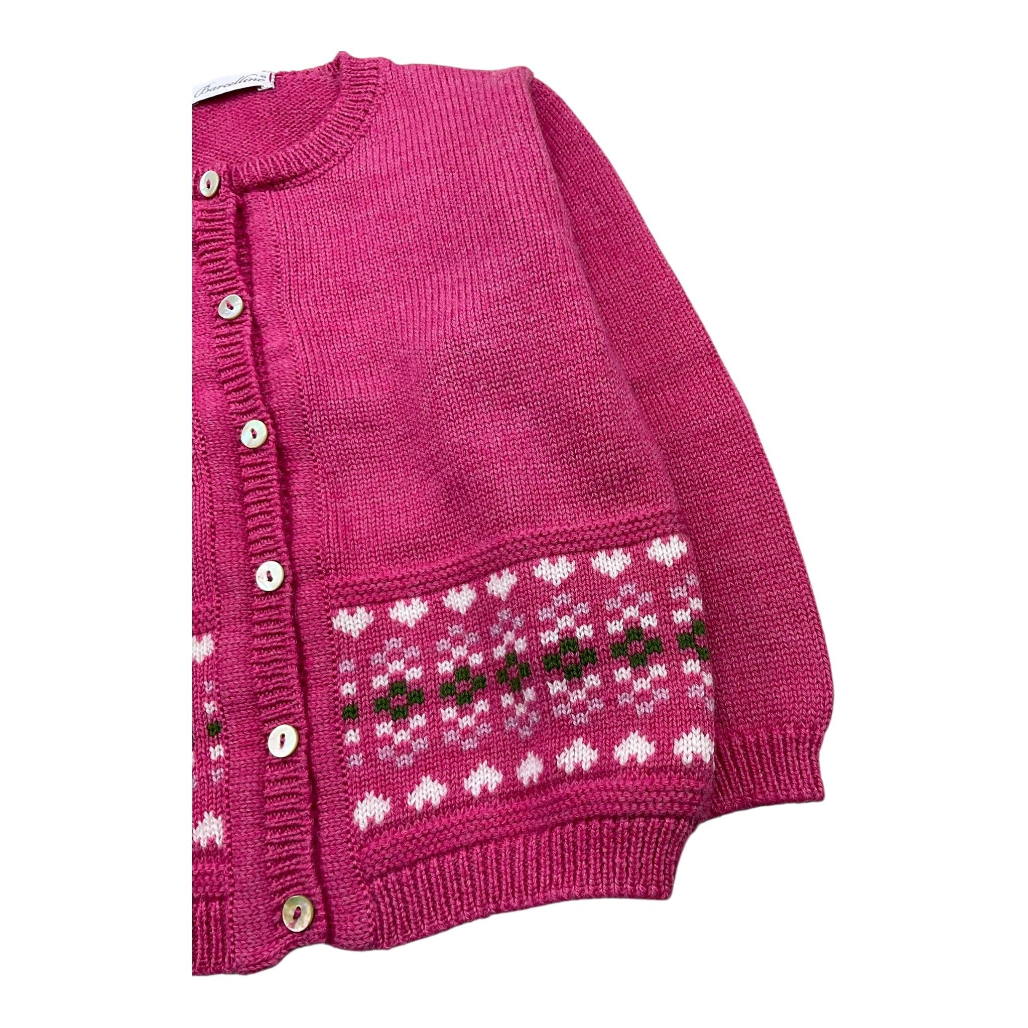BARCELLINO cardigan tinta unita con ricami Fuxia per Neonata 116012 FUXIA BARCELLINO