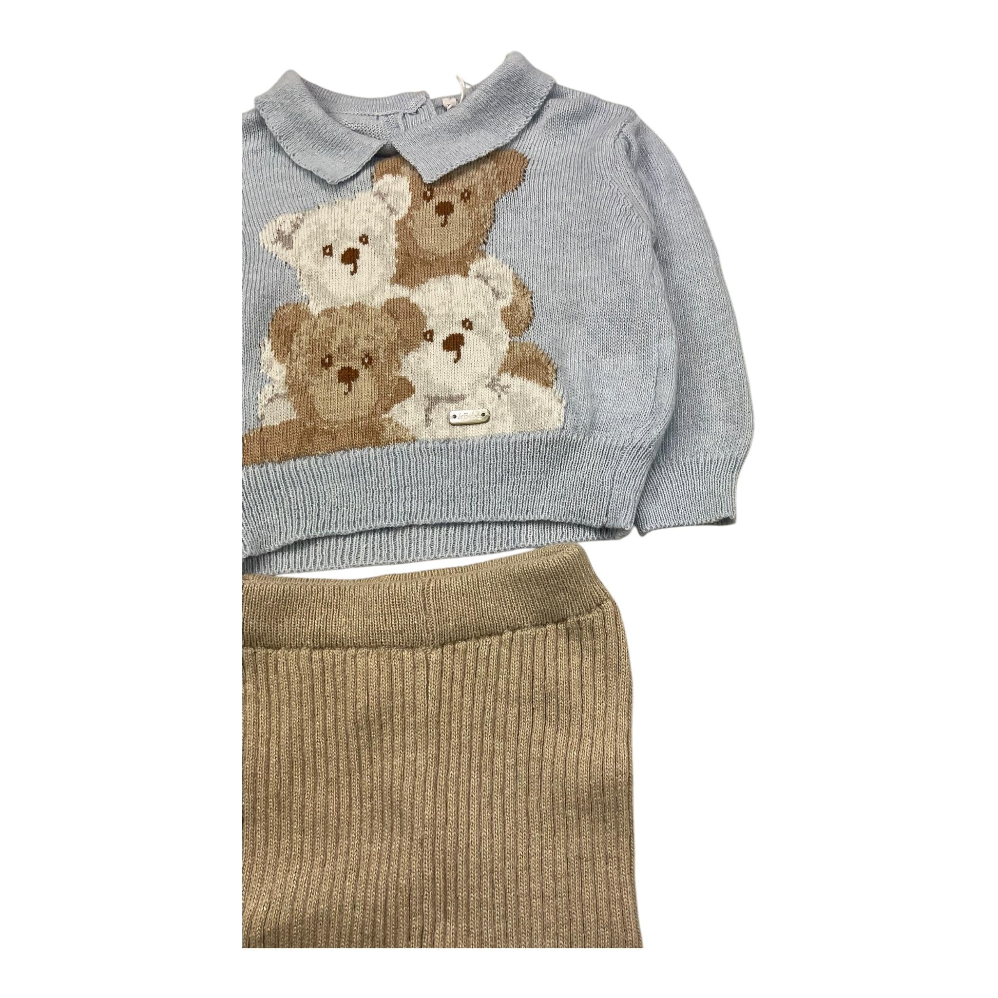 LE BEBE' completi 2 pezzi maglia-pantalone bicolore Azzurro/beige per Neonato LBB5104 AZZURRO/BEIGE LE BEBE'