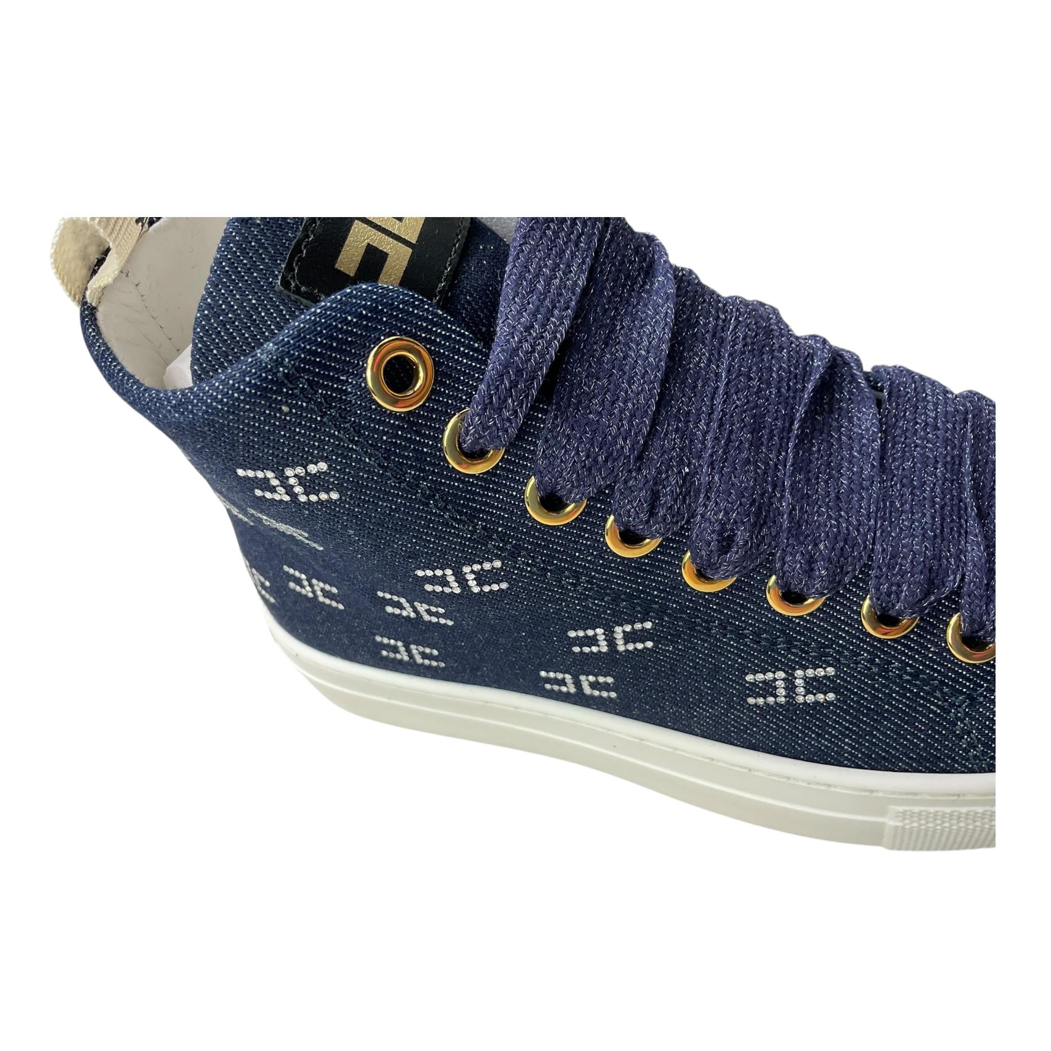 ELISABETTA FRANCHI sneakers tinta unita in denim con suola in contrasto Blu per Bambina F4A9E0107 BLU ELISABETTA FRANCHI