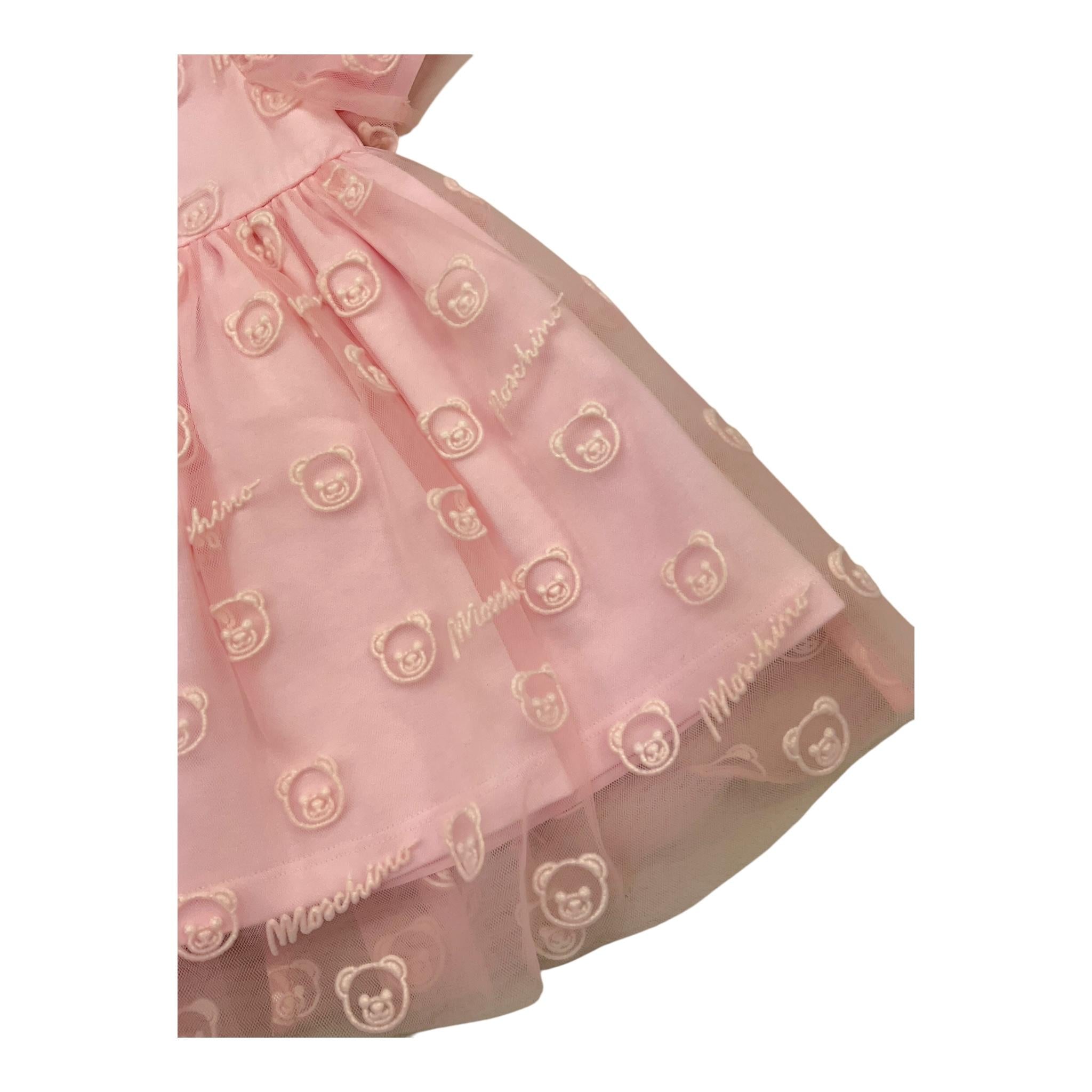 MOSCHINO abito tinta unita con ricami e tulle Rosa per Neonata MDV0CS ROSA MOSCHINO