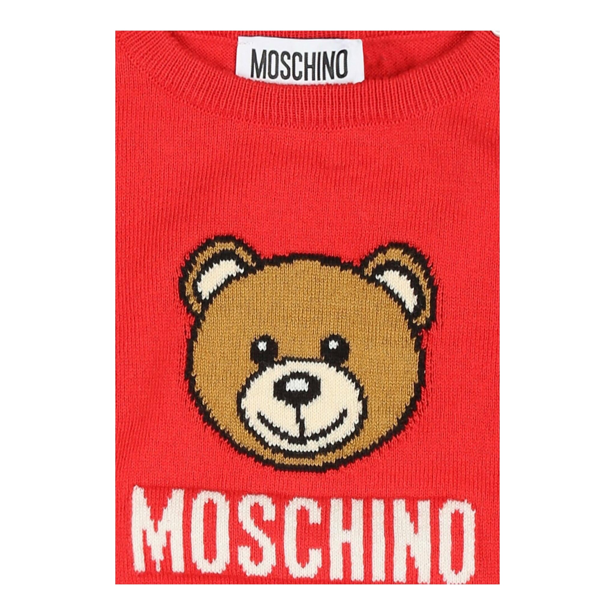 MOSCHINO maglia girocollo tinta unita con stampa in contrasto Rosso per Neonato MYW00JXXX ROSSO MOSCHINO
