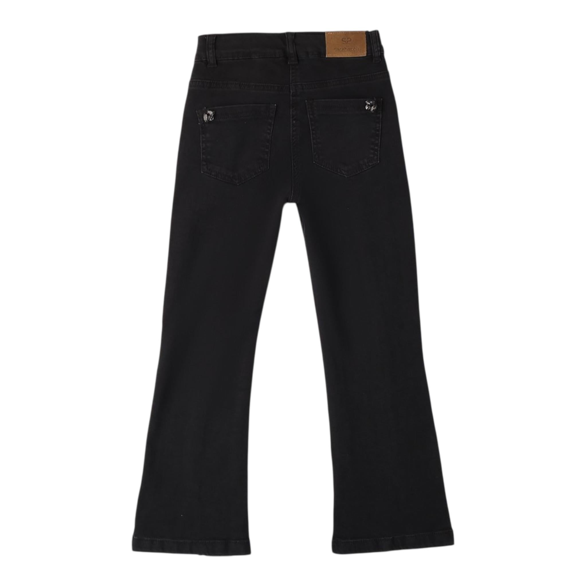 SARABANDA jeans tinta unita con girovita regolabile Nero per Bambina 0A735 NERO SARABANDA