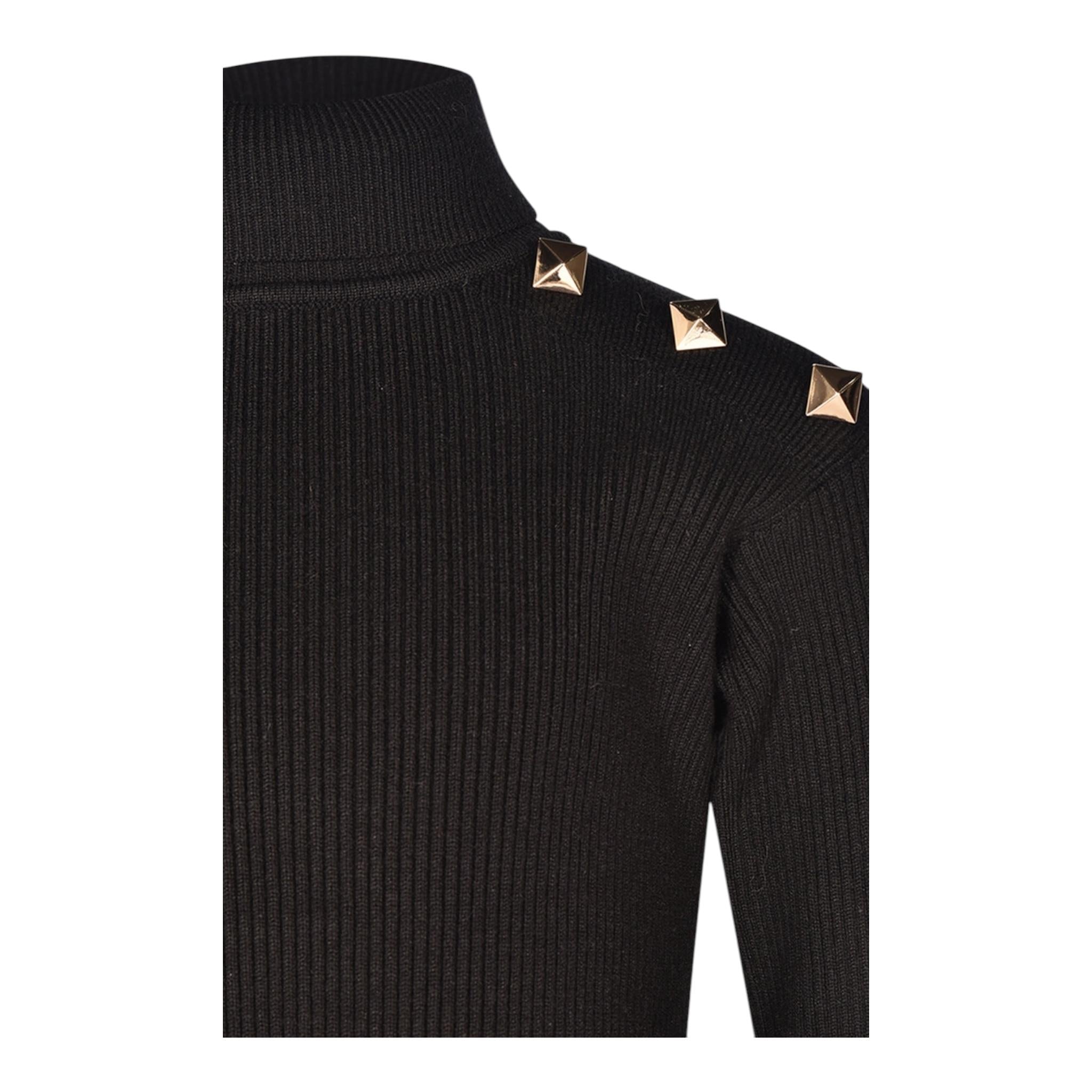 HATE LOVE maglia tinta unita collo alto a costine Nero per Bambina OJSW00327 NERO HATE LOVE