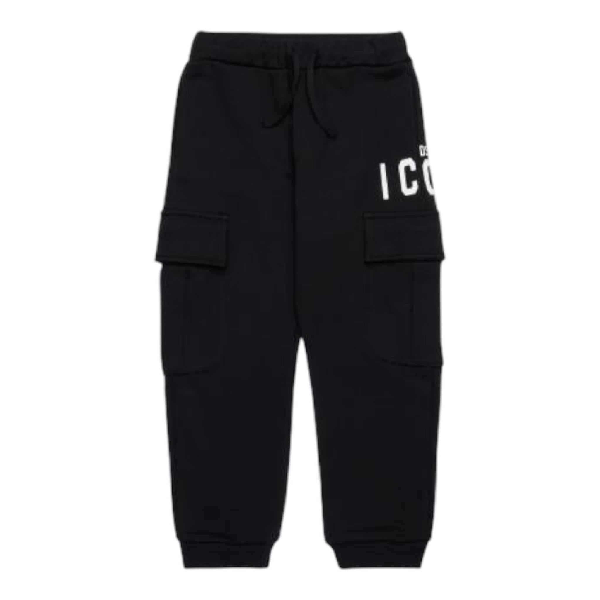 DSQUARED2 pantalone modello tuta tinta unita con stampa Nero per Bambino DQ2669 NERO DSQUARED2