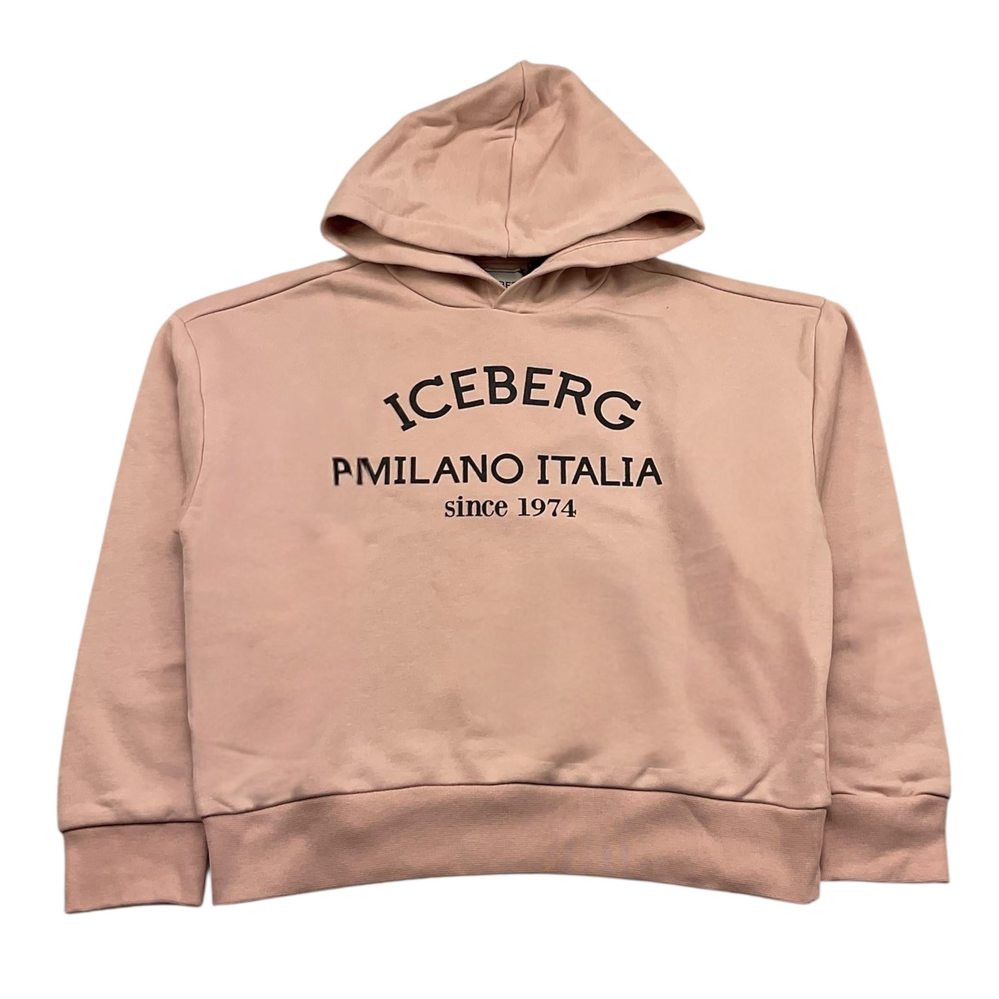 ICEBERG felpa chiusa con cappuccio tinta unita con stampa logo Rosa per Bambina MFICE5336JXXX ROSA ICEBERG